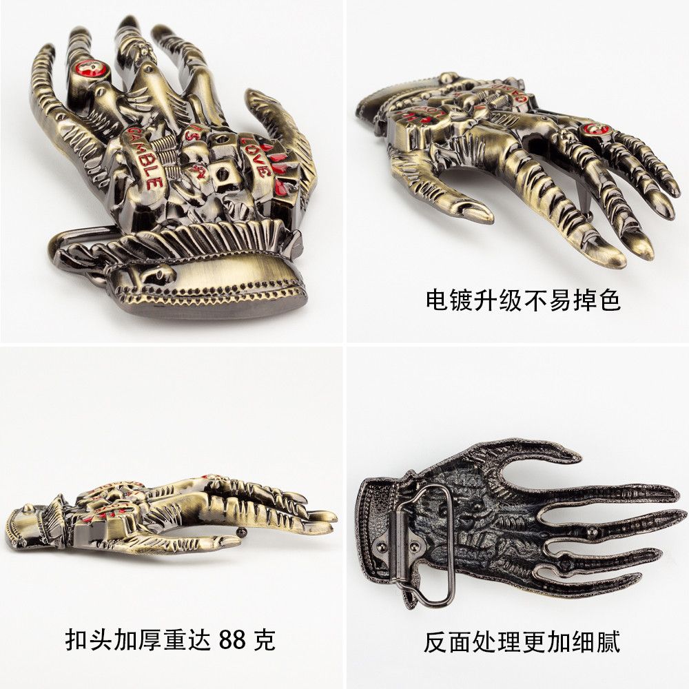 Designer Skull Vintage Belt Riveted Belts Menswear Accessories Size ONE SIZE - 6 Thumbnail