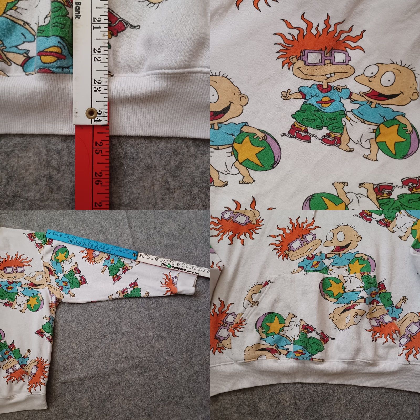 Nickelodeon Nickelodeon Rugrats Hoodie Mens M Ivory All Over Print Chuckie Finster Pockets Size US M / EU 48-50 / 2 - 8 Thumbnail