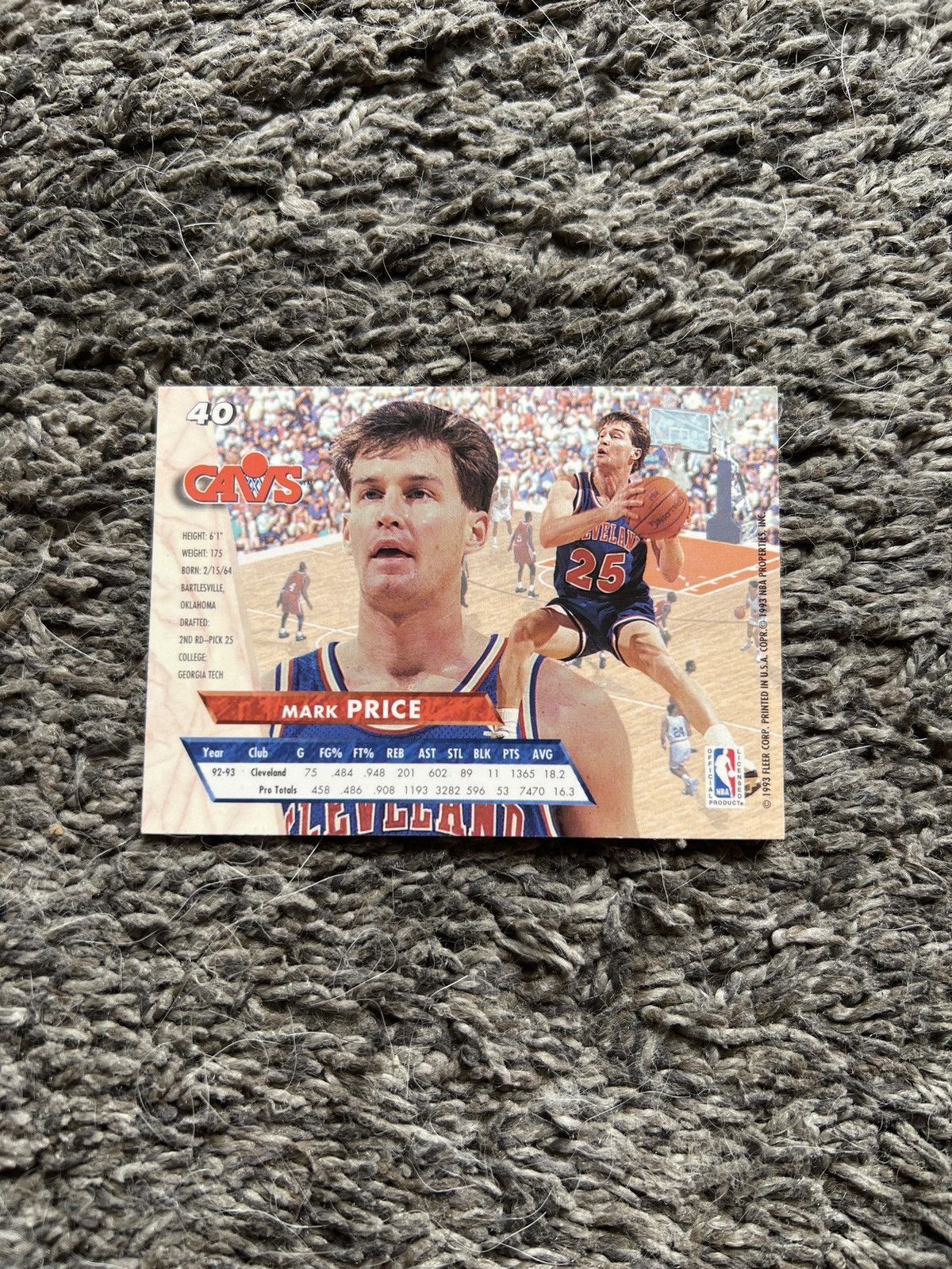 NBA 1993 Fleer Ultra #40 Mark Price Card Size ONE SIZE - 2 Thumbnail