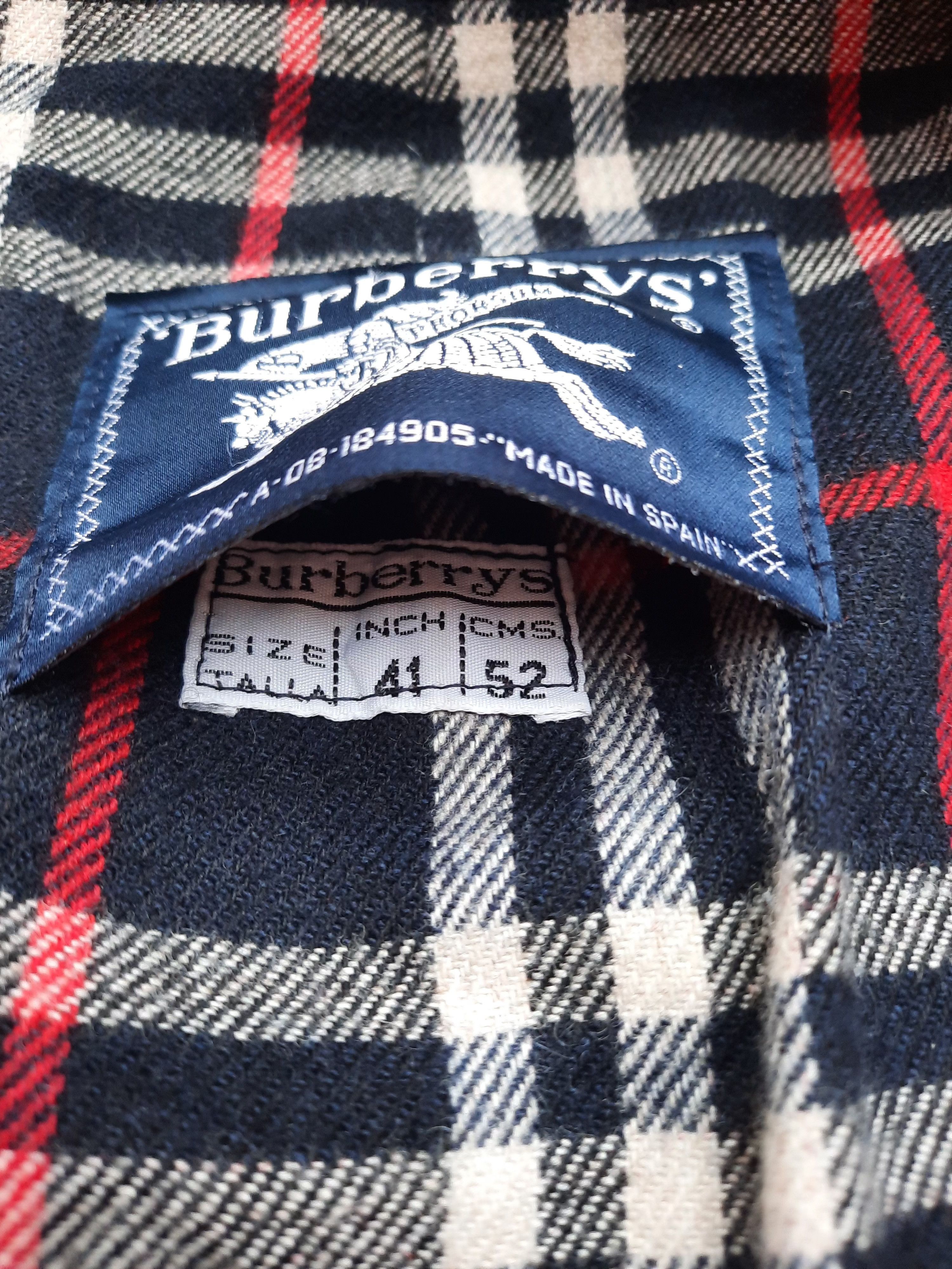 Burberry Burberrys 90s 80s Wool Coat Embroidered Logo Leather collar Size US L / EU 52-54 / 3 - 8 Thumbnail