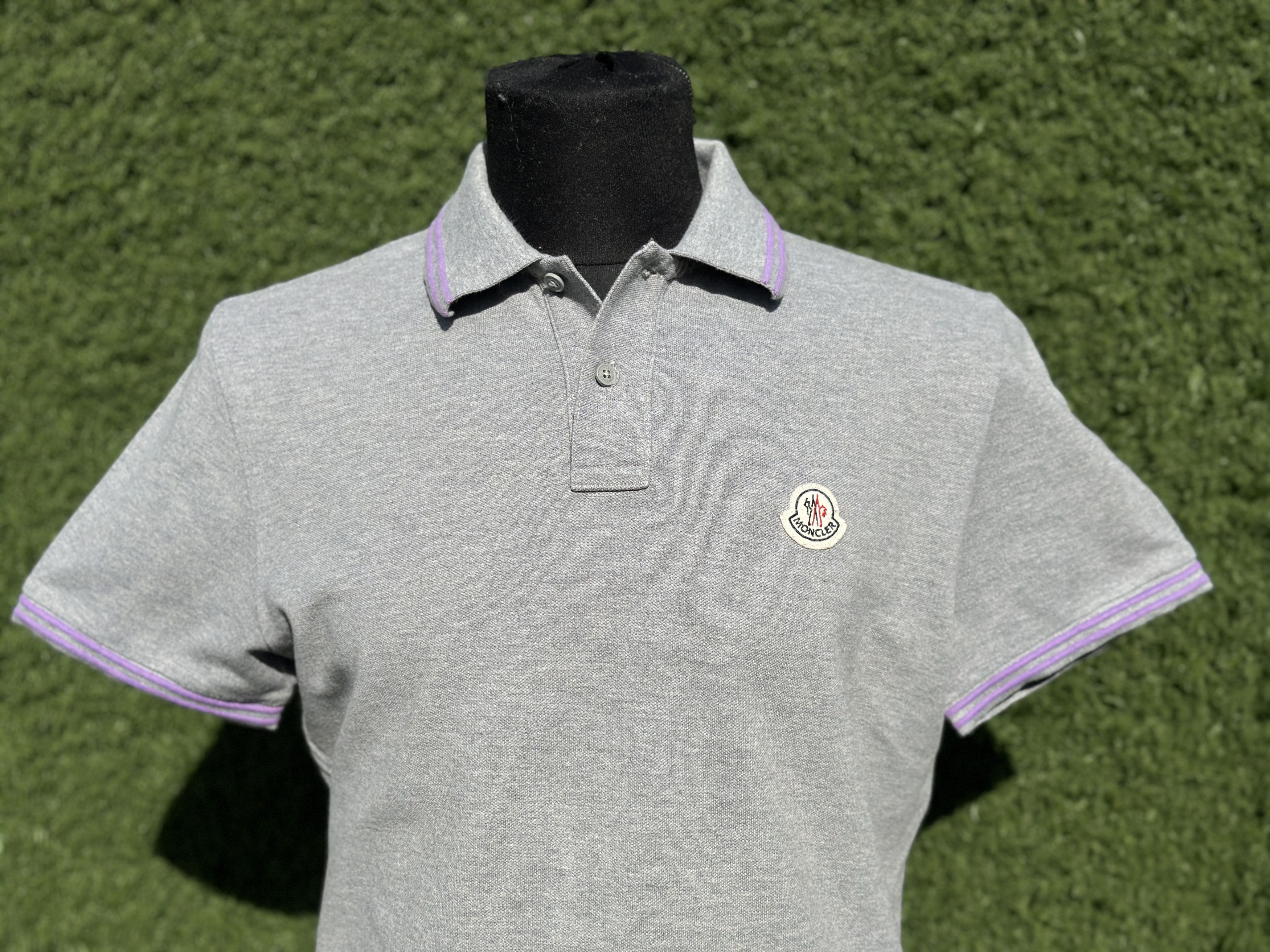 Moncler Moncler Classic Pique Polo Shirt Logo Patch Gray Size XL Size US XL / EU 56 / 4 - 3 Thumbnail
