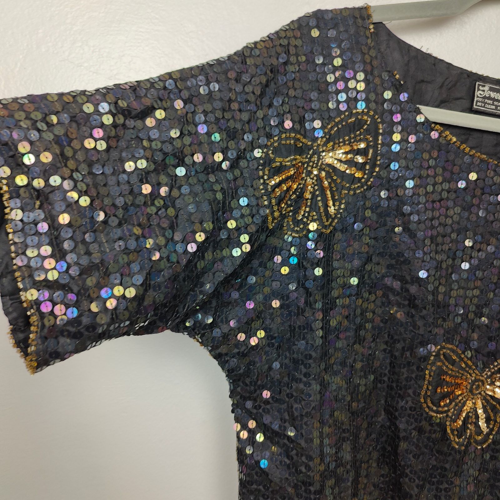 Other Vintage Jewel Queen Beaded Top Womens Small Black Sequin Size S / US 4 / IT 40 - 3 Thumbnail