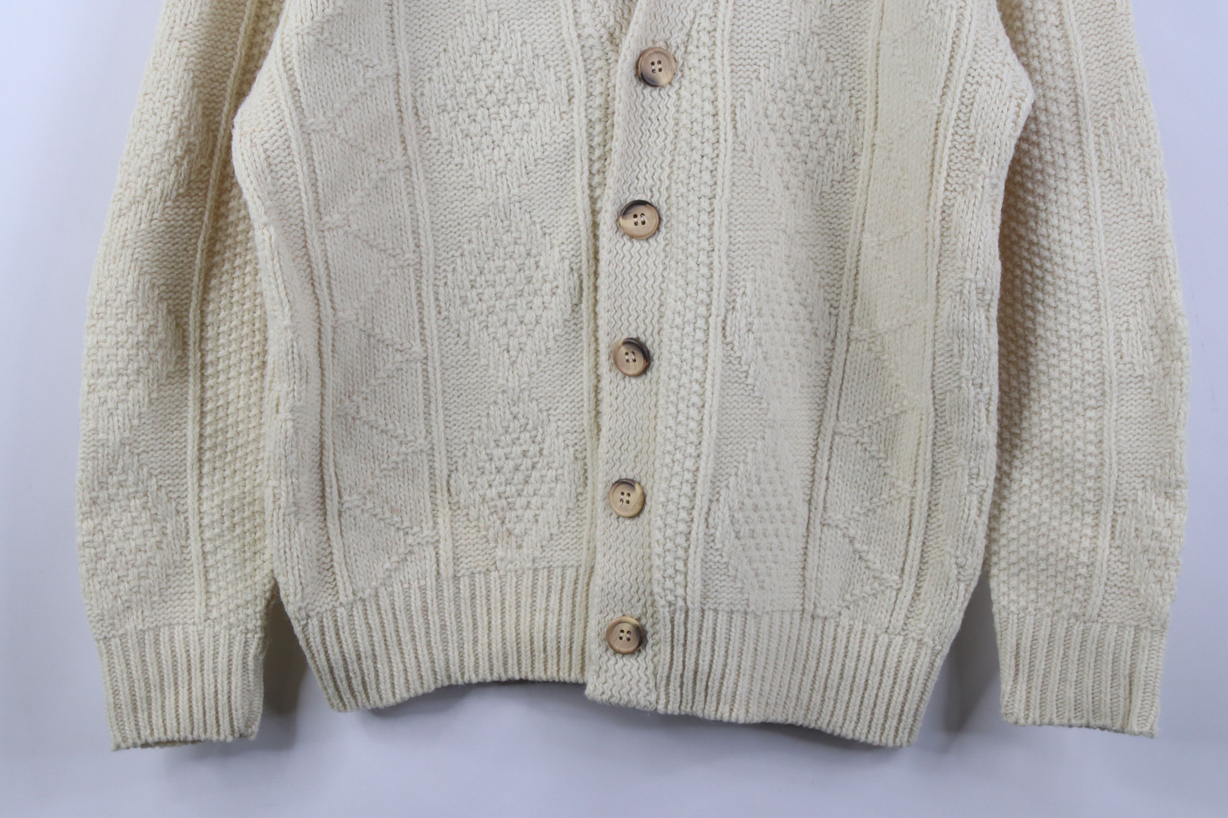 Vintage Vintage 70s Streetwear Geometric Cardigan Sweater Beige USA Size US S / EU 44-46 / 1 - 3 Thumbnail