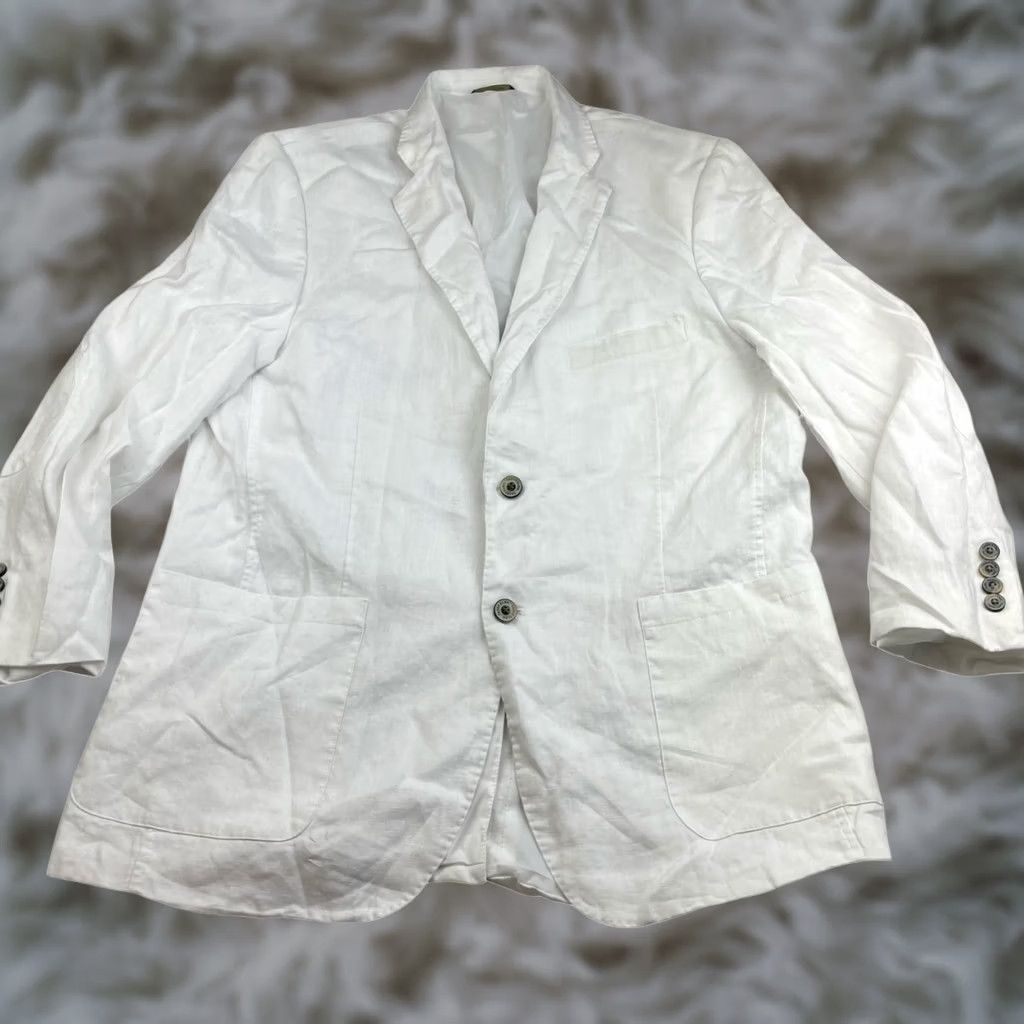 Tasso Elba Tasso Elba Island Blazer White XL Men's 100% Linen 2-Button Size 46R - 1 Thumbnail