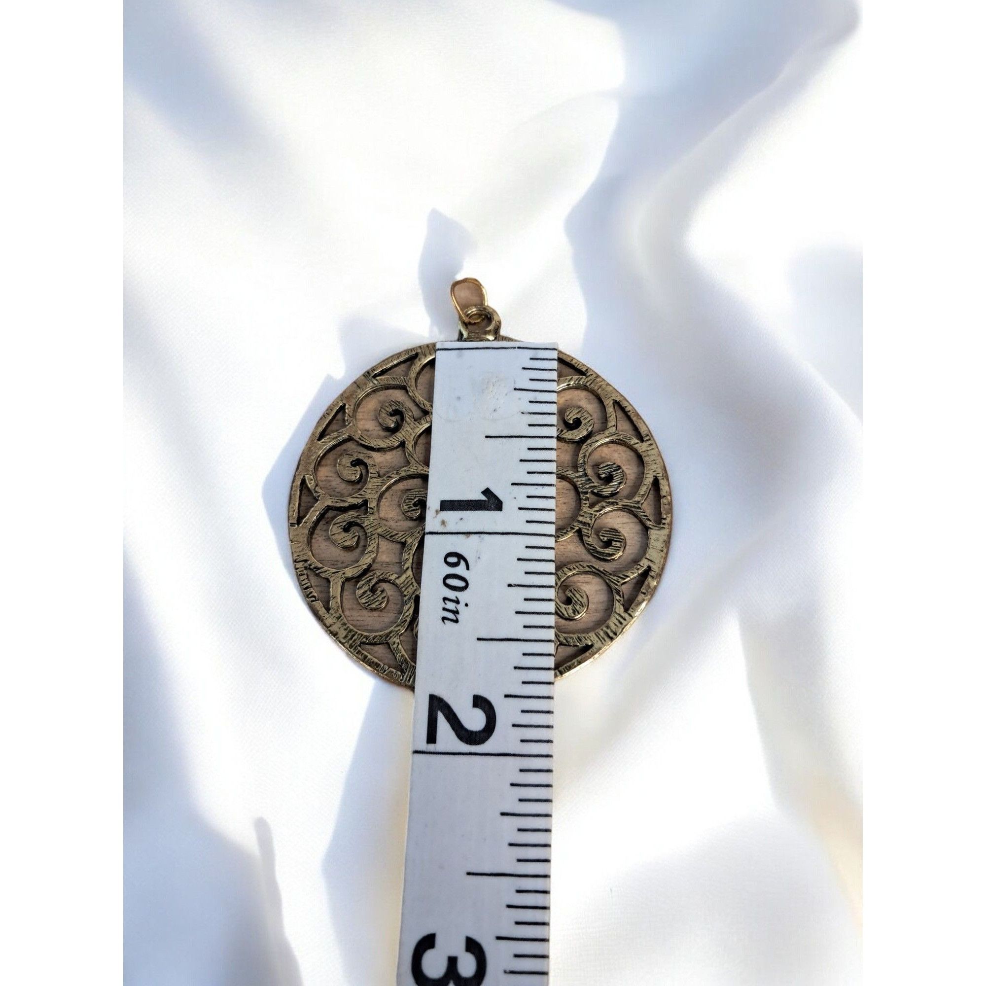 Other Antique-Style Filigree Metal Pendant—2" Round Size ONE SIZE - 4 Thumbnail