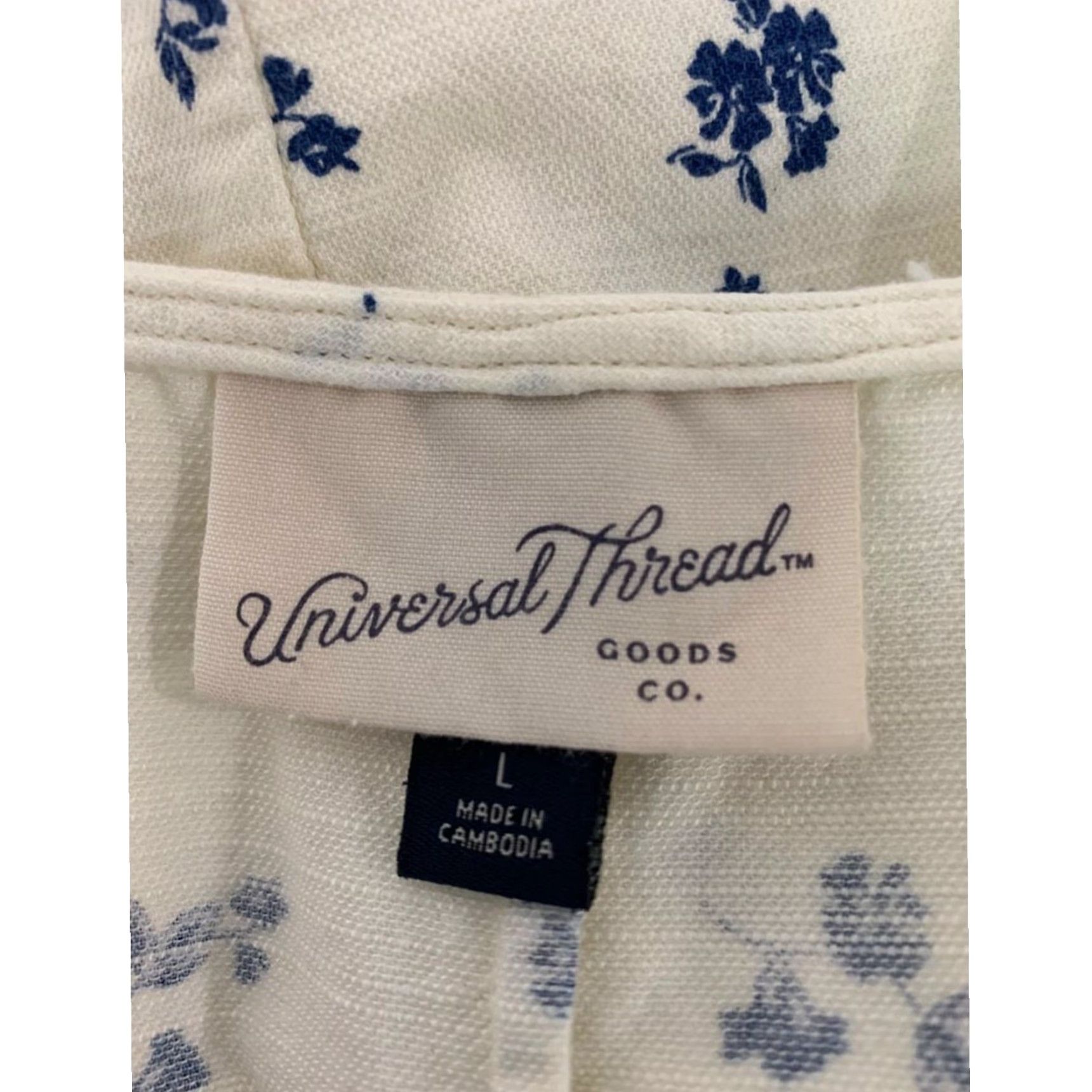 Vintage Universal Thread A-Line Sleeveless Button Up Dress Women L Ivory Blue Floral Size L / US 10 / IT 46 - 6 Thumbnail