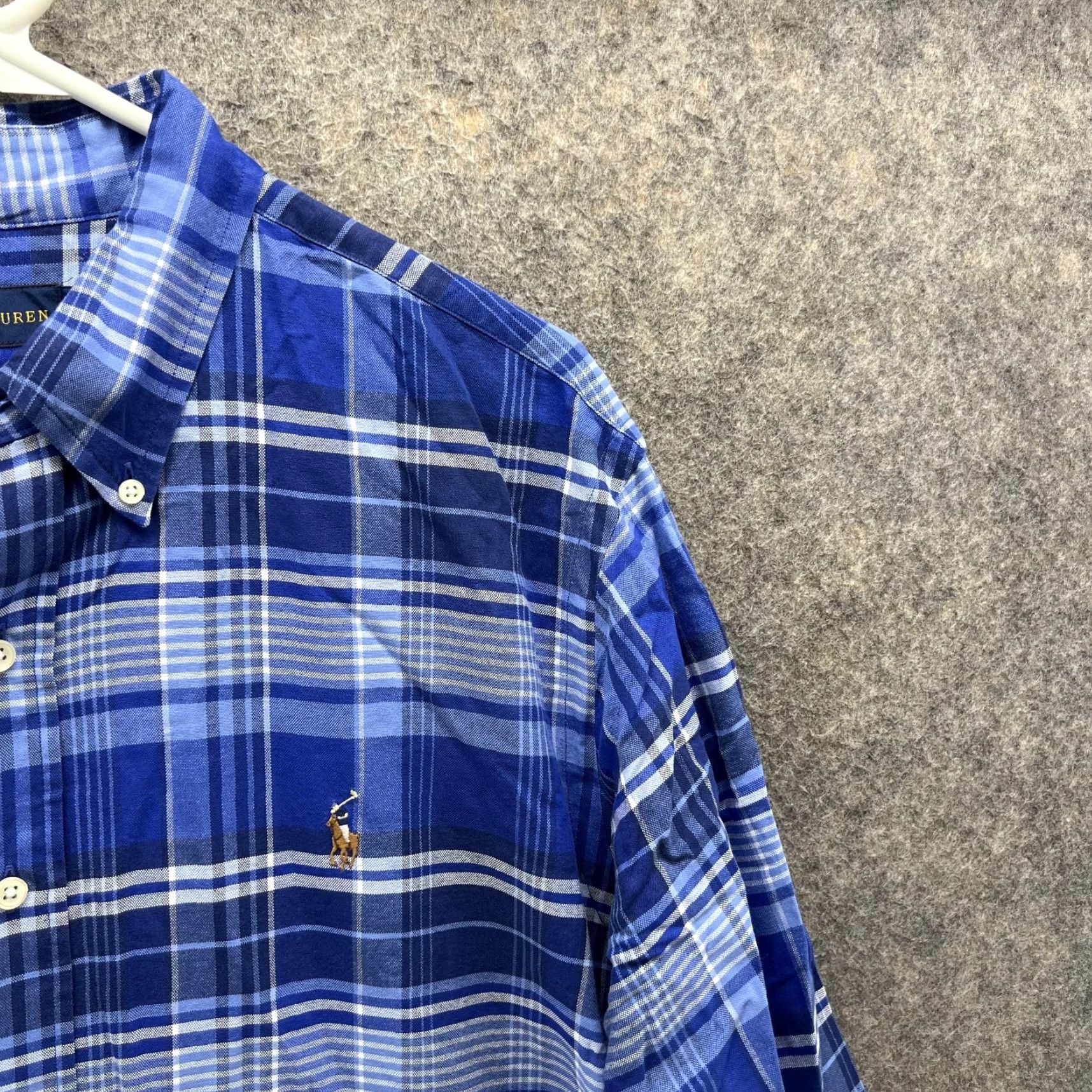 Ralph Lauren VINTAGE Ralph Lauren Shirt Men XL Blue Plaid Button-Down Preppy Pony vtg Size US XL / EU 56 / 4 - 7 Thumbnail