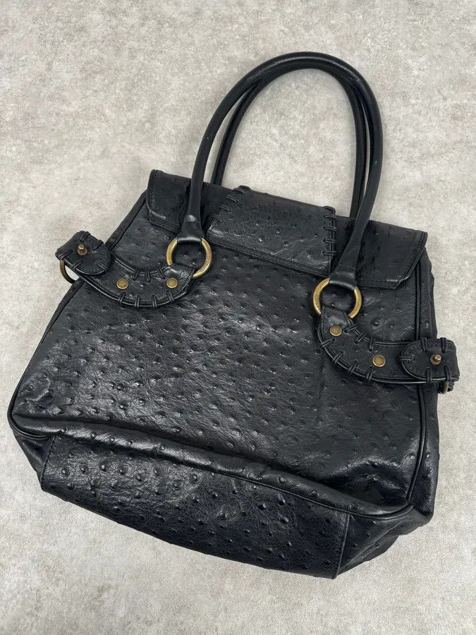 Roberto Cavalli SS2008 Cavalli Black Ostrich Effect Leather Handle Bag Size ONE SIZE - 6 Thumbnail