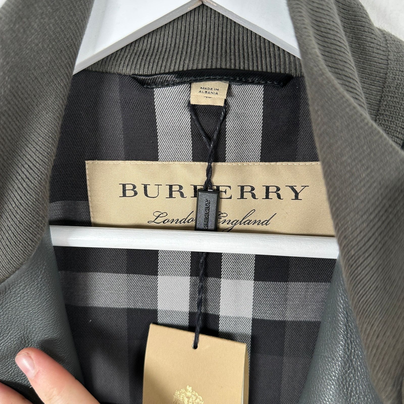 Burberry Burberry Dark Steel Leather Bomber Jacket Size 48 Size US M / EU 48-50 / 2 - 14 Thumbnail
