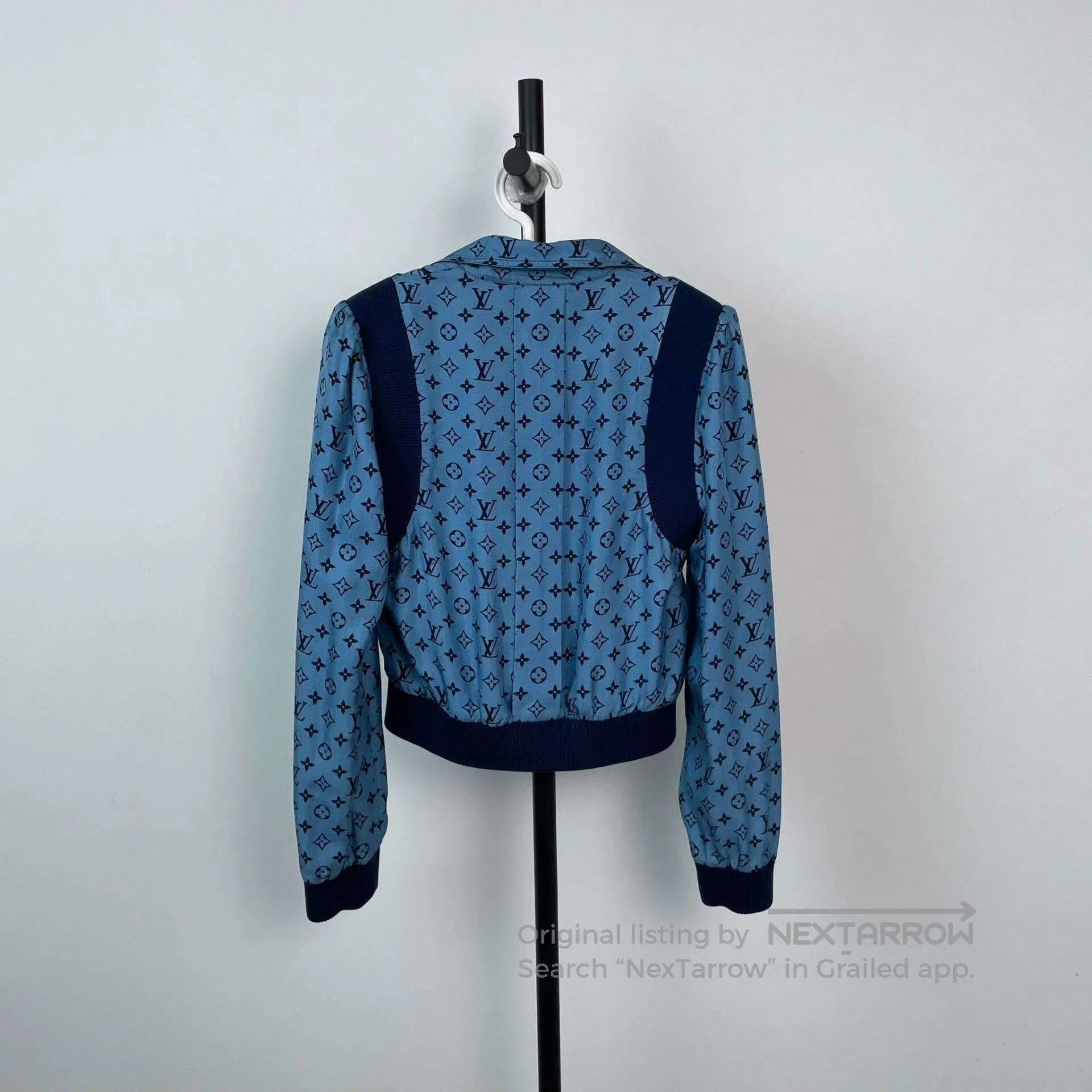 Louis Vuitton Louis Vuitton Blue Silk Monogram Coat. Size XS / US 0-2 / IT 36-38 - 2 Thumbnail