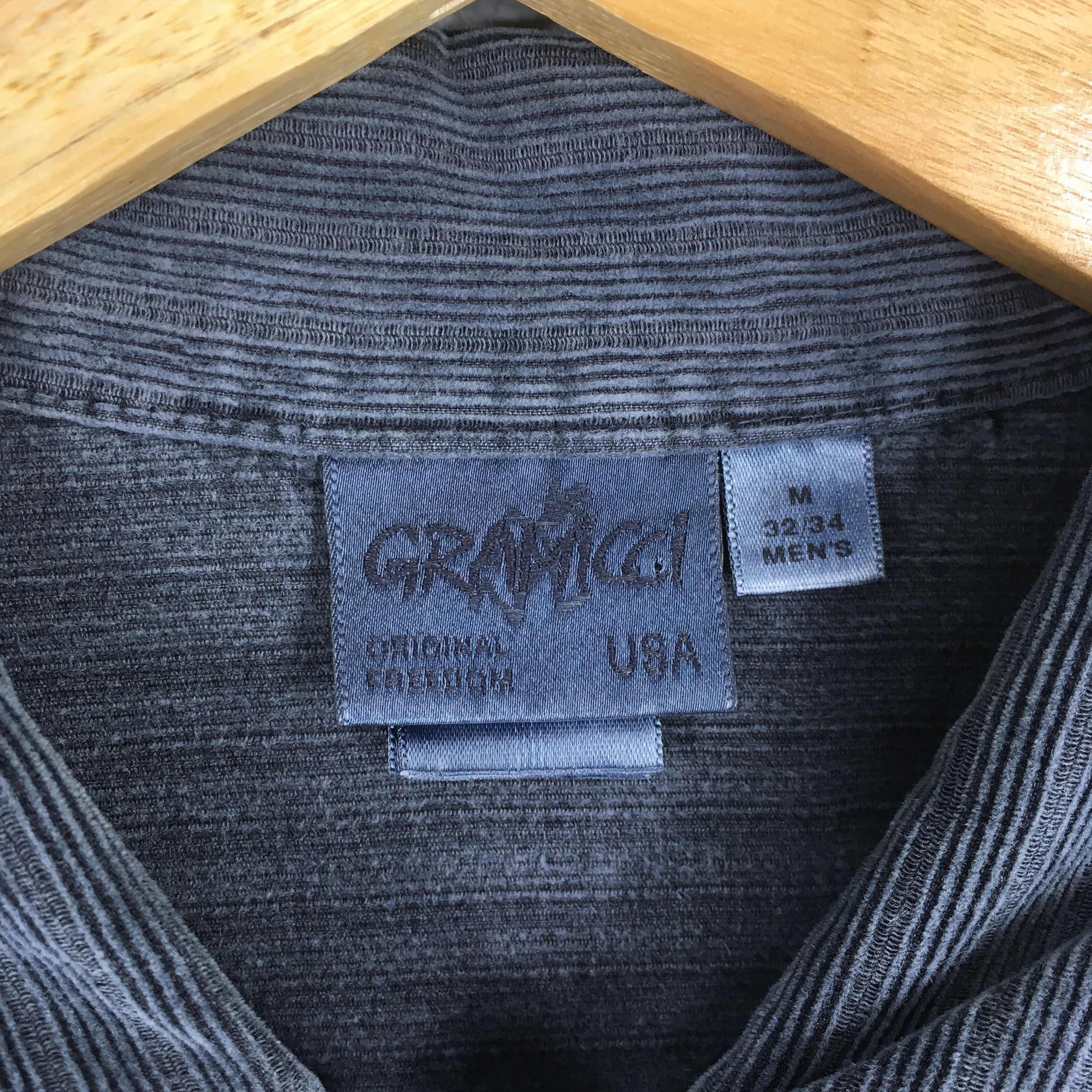 Gramicci Vintage 90s Gramicci Usa Gray Stripes Shirt Medium Size US M / EU 48-50 / 2 - 5 Thumbnail