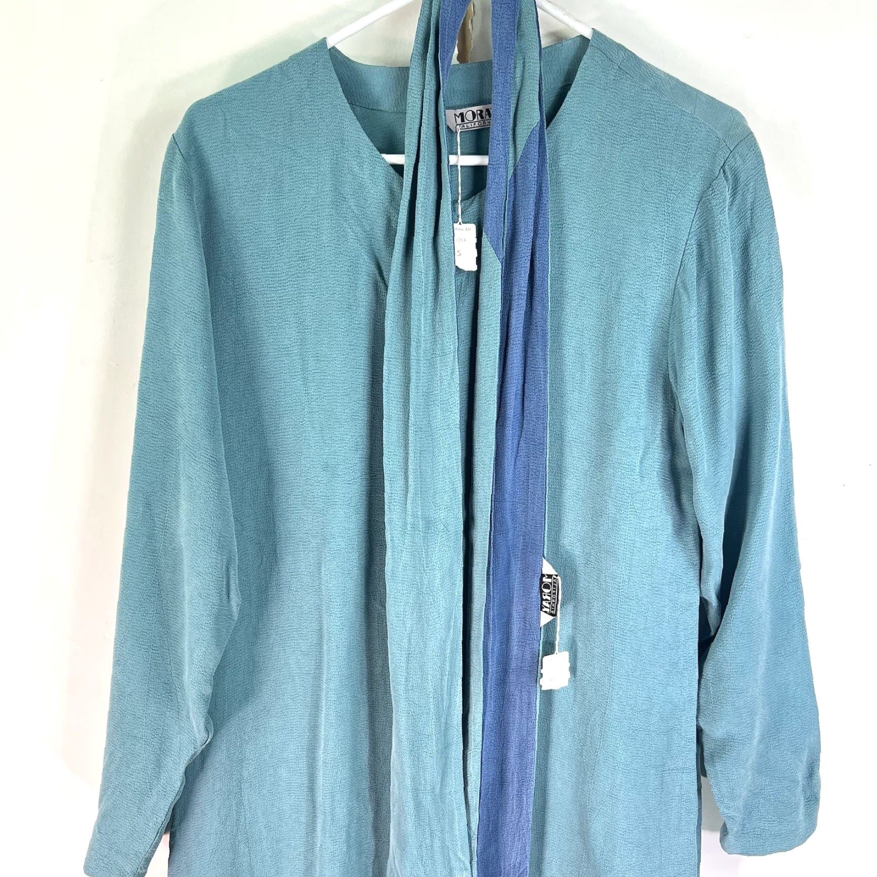 Vintage VINTAGE Moray California Milano II Cardigan W Scarf Womens M Blue Knit Sweater Cardigan 90s Womens Size M / US 6-8 / IT 42-44 - 2 Thumbnail