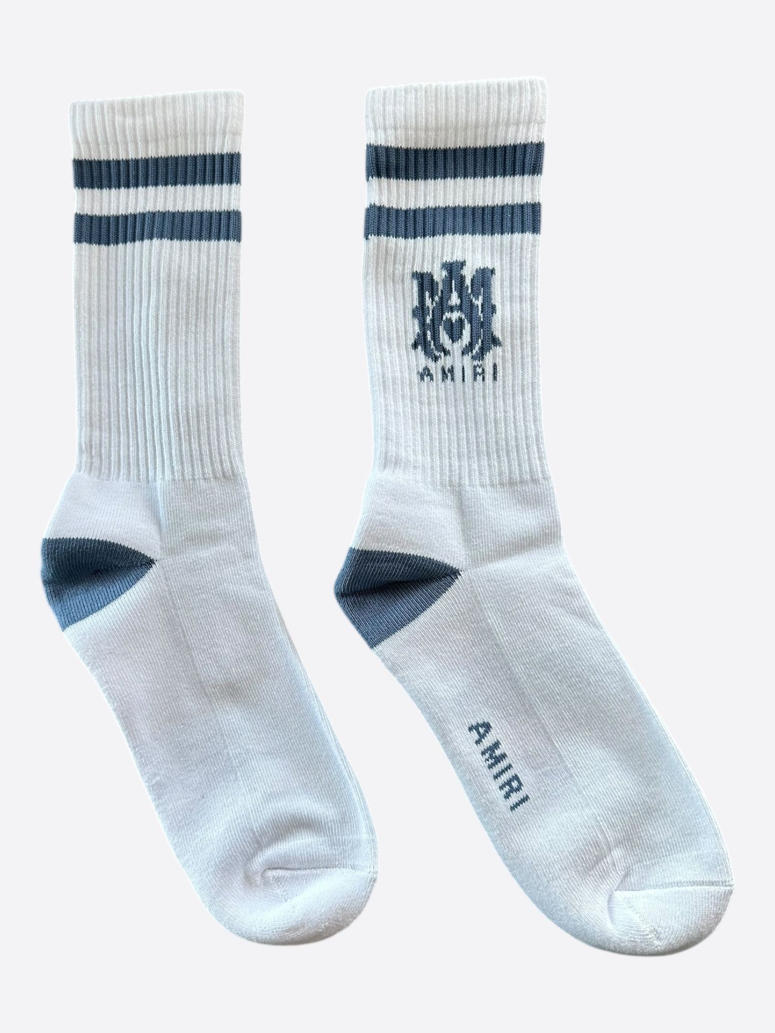 Amiri Amiri White & Blue MA Logo Socks Size ONE SIZE - 1 Thumbnail