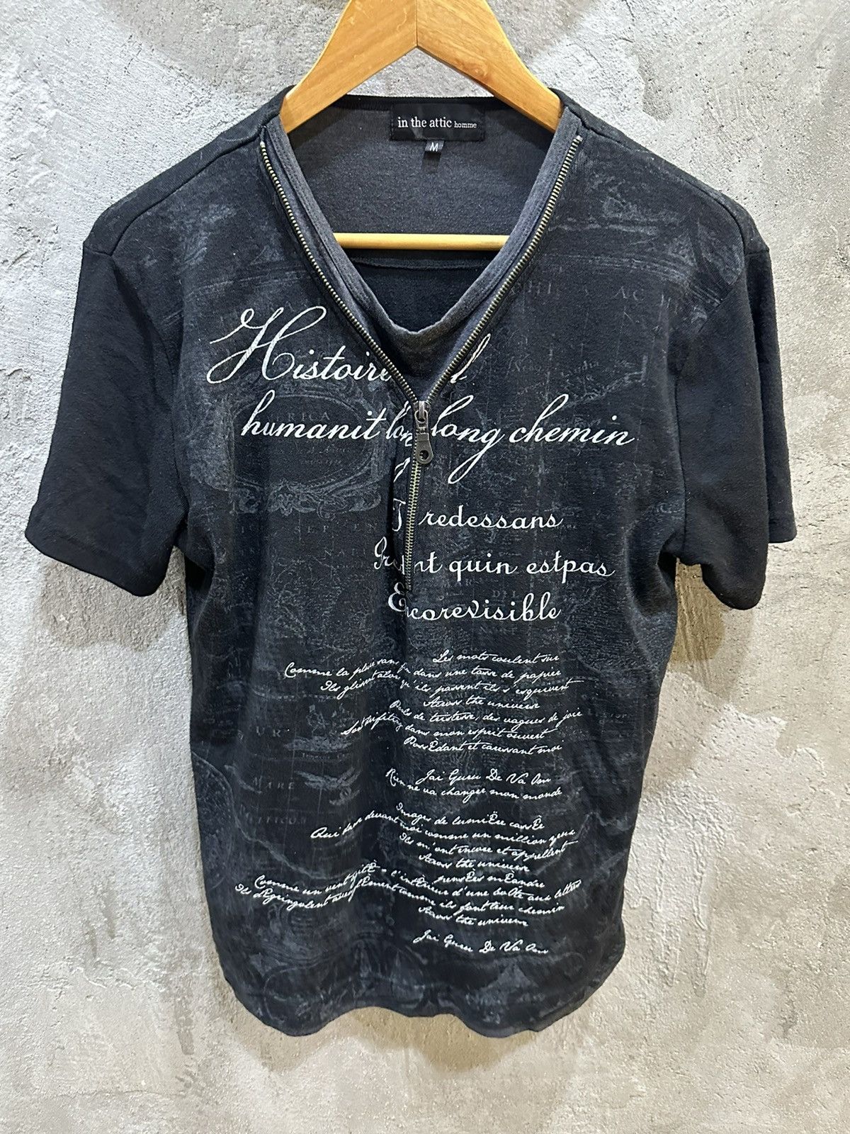 In The Attic 2000s - In The Attic Poem Zipper Tshirt Size US M / EU 48-50 / 2 - 1 Thumbnail