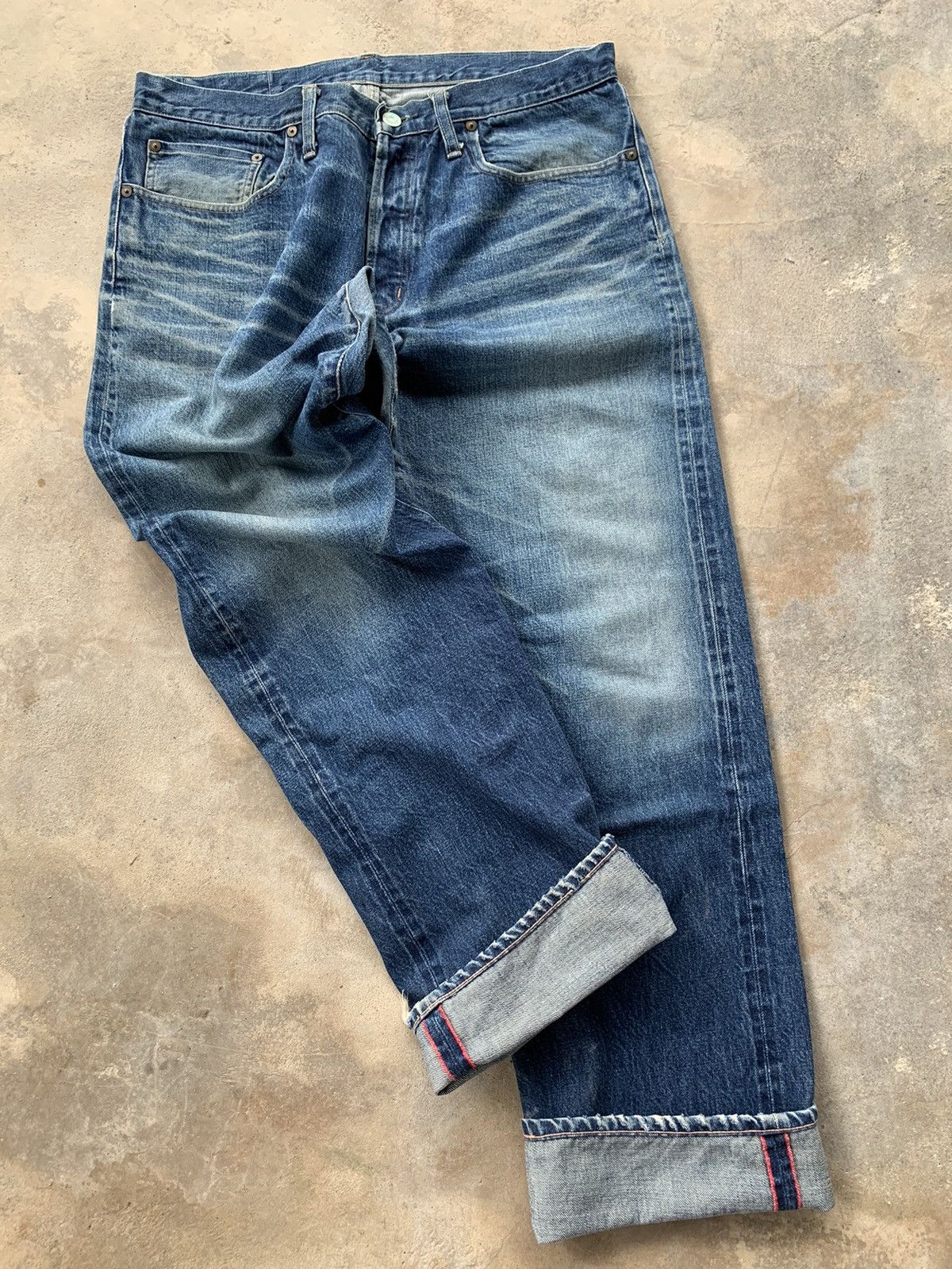 Japanese Brand vintage Okura Hr Market Selvedge Distressed denim Size US 34 / EU 50 - 3 Thumbnail