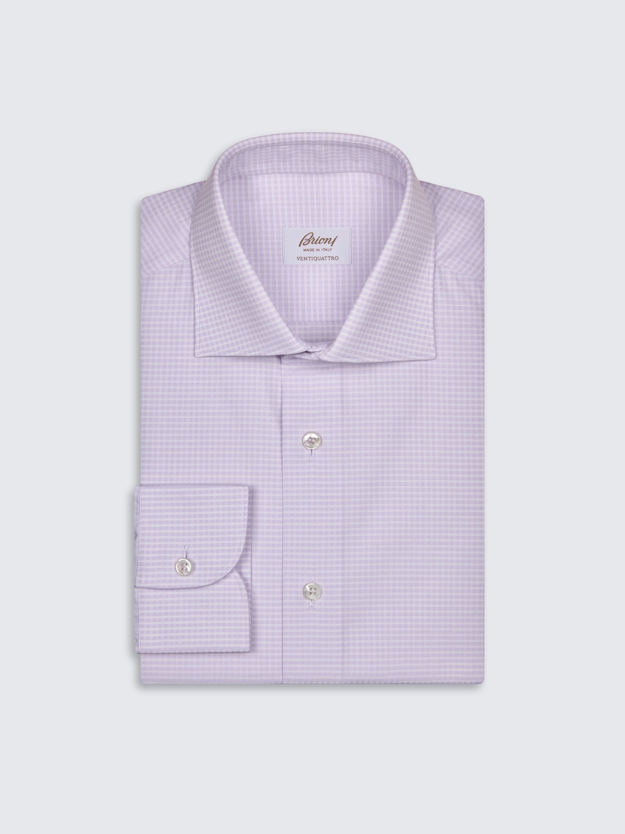 Brioni Brioni Lilac And White Micro-Checked Ventiquattro Size US M / EU 48-50 / 2 - 1 Thumbnail