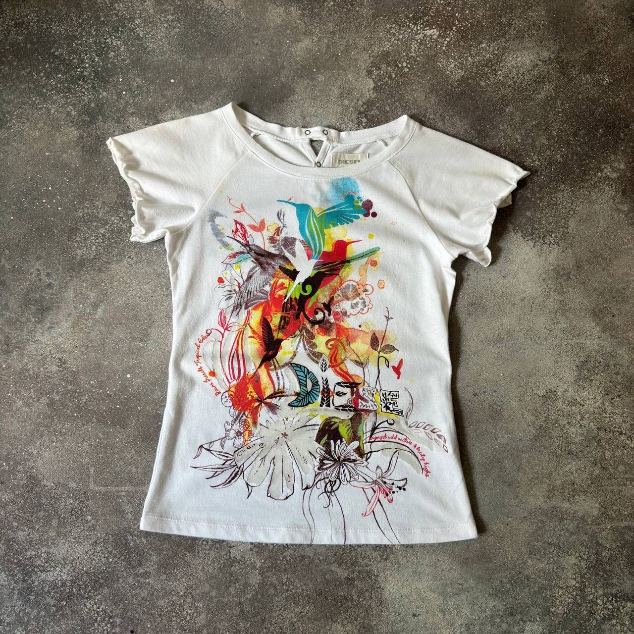 Diesel × Vintage Diesel Vintage Multicolour Floral T-Shirt Y2K Size M / US 6-8 / IT 42-44 - 1 Thumbnail