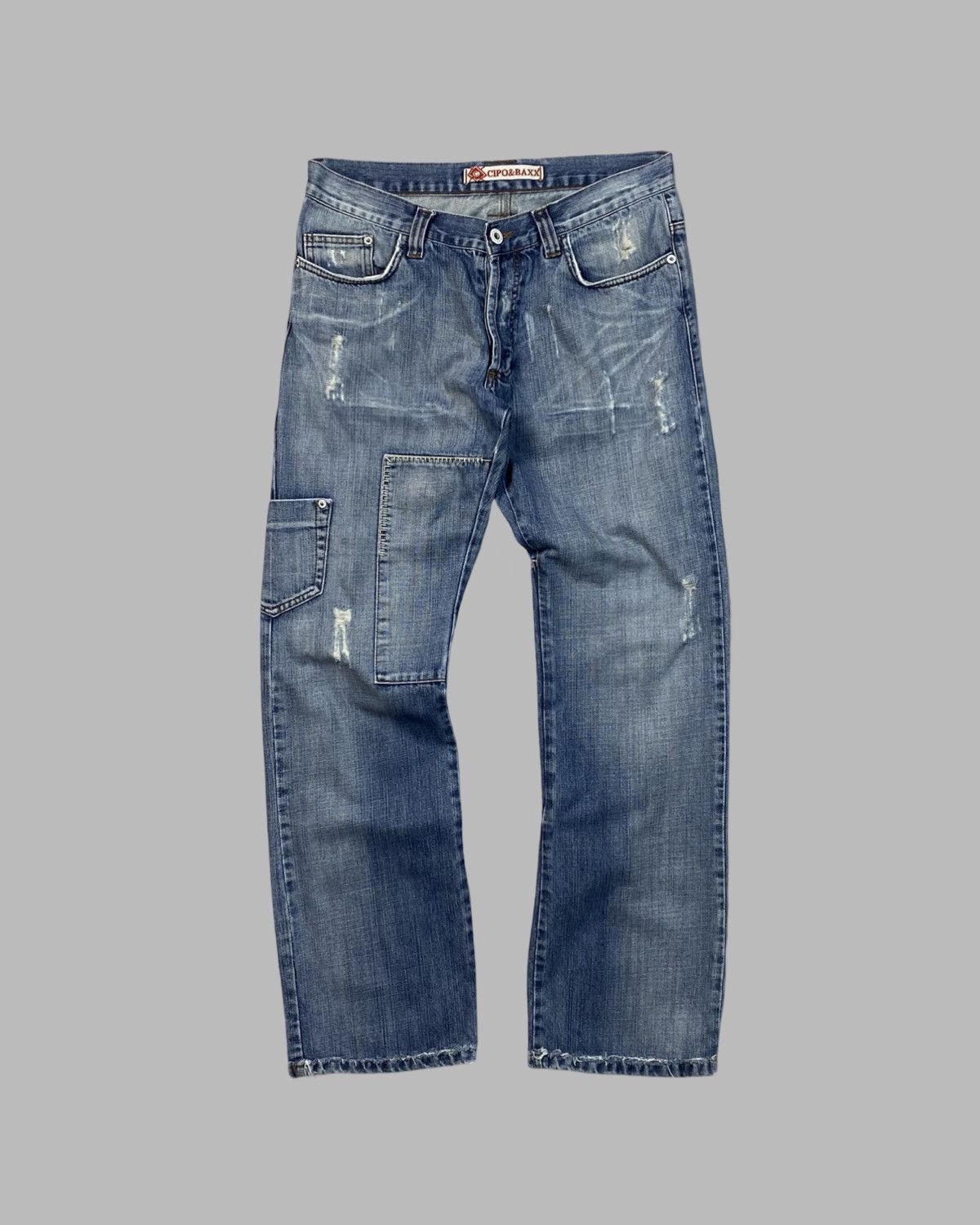 Japanese Brand Cipo Baxx VNTG Putchwork Distress Rick Owens Lgb Style Jeans Size US 33 - 1 Thumbnail
