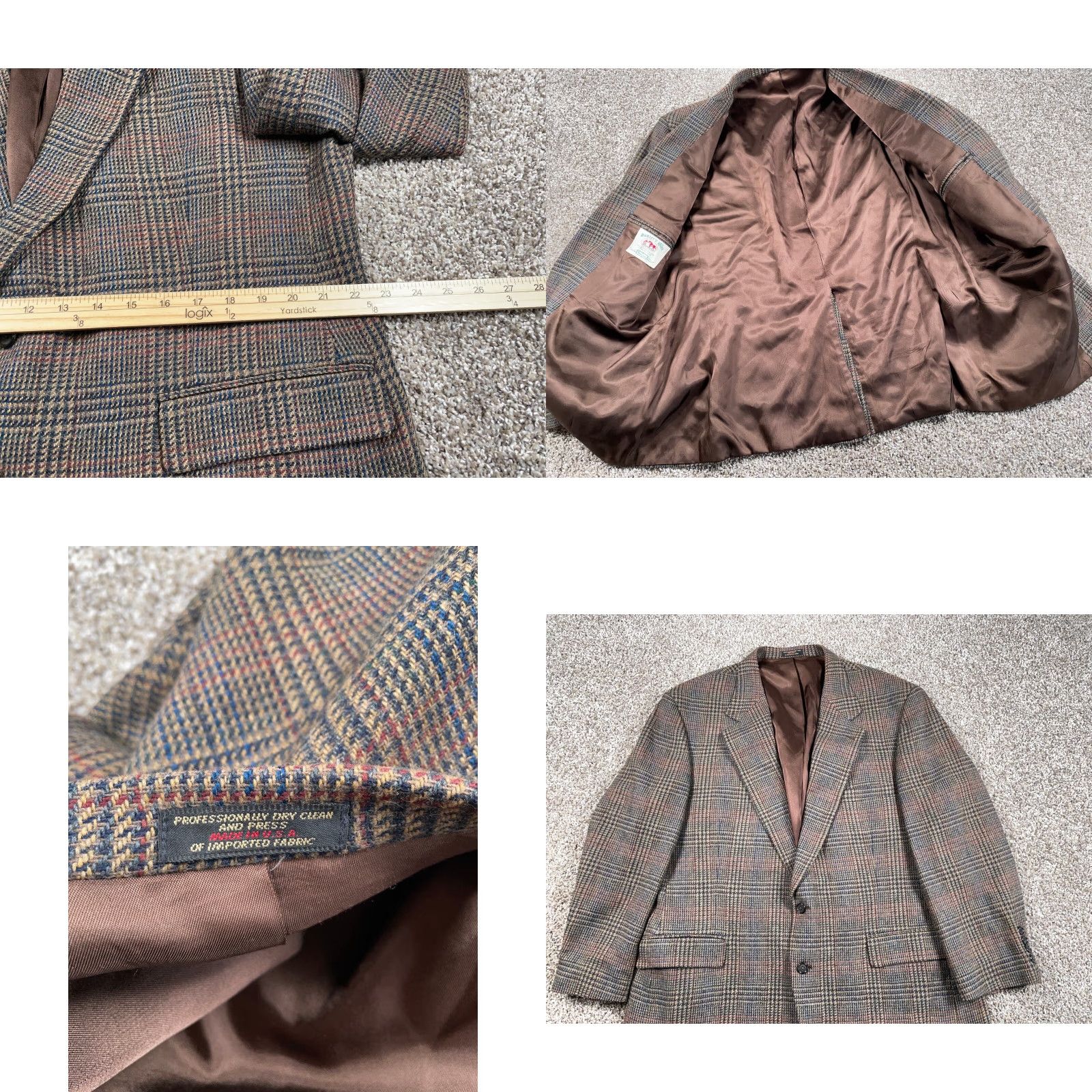 Vintage VINTAGE Hunter's Glen Wool Blazer Men 46 Regular Brown Glen Check 2 Button Jacket Size 46R - 9 Thumbnail