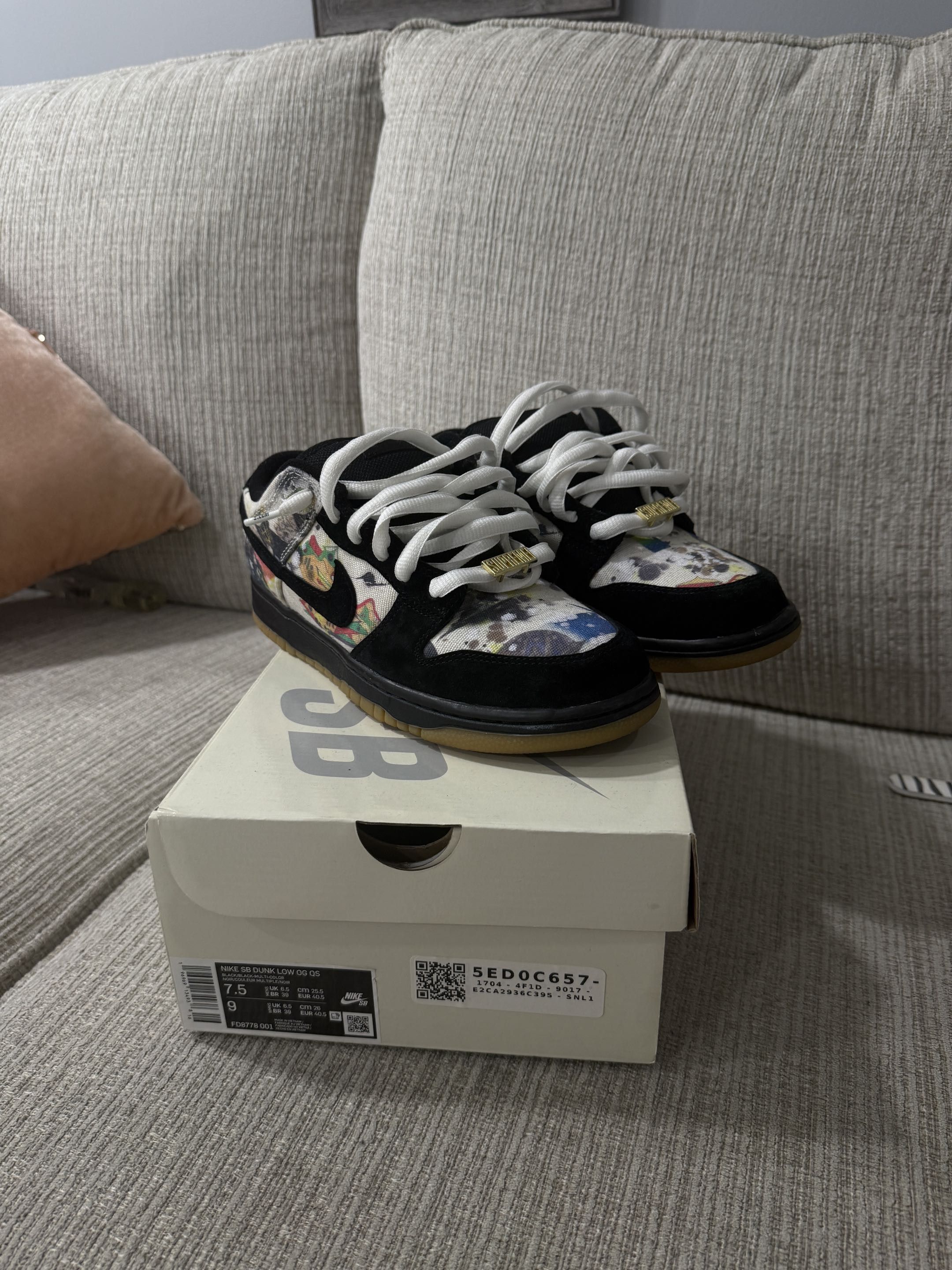 Nike × Supreme Nike Dunk Low Supreme Rammellzee Size US 7.5 / EU 40-41 - 1 Thumbnail