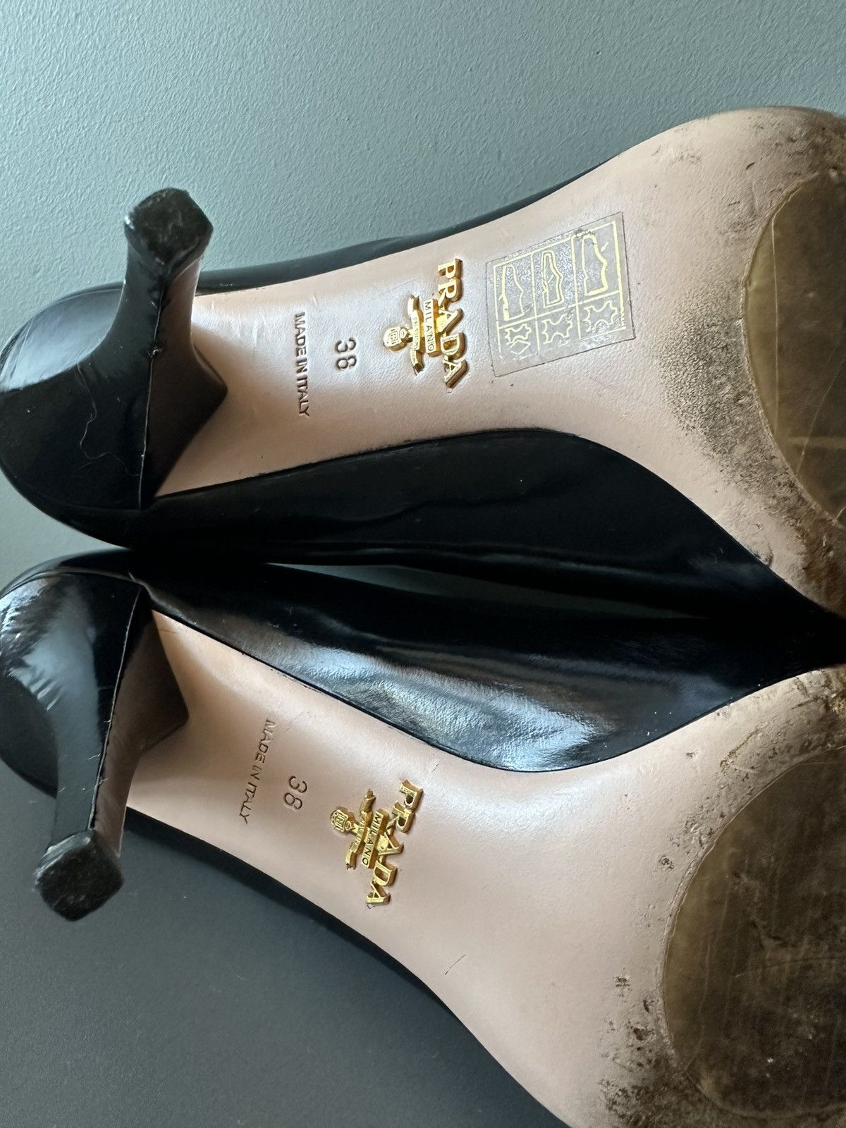 Prada Prada Milano Black Patent Leather Pumps Croc Cap Toe Heels Size US 8 / IT 38 - 10 Thumbnail