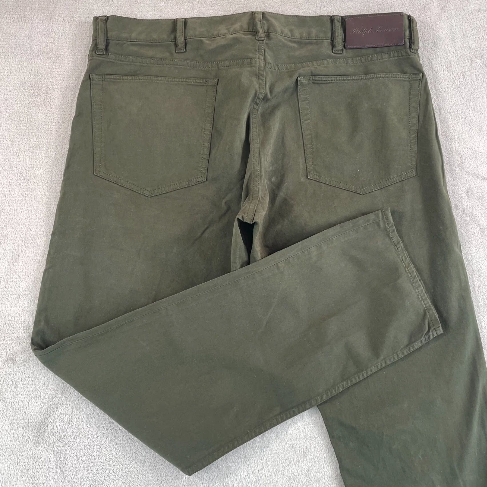 Ralph Lauren Purple Label Ralph Lauren Purple Label Slim Fit Stretch Sateen Pants Men 38x32 Loden NWT 95 Size US 38 / EU 54 - 2 Thumbnail