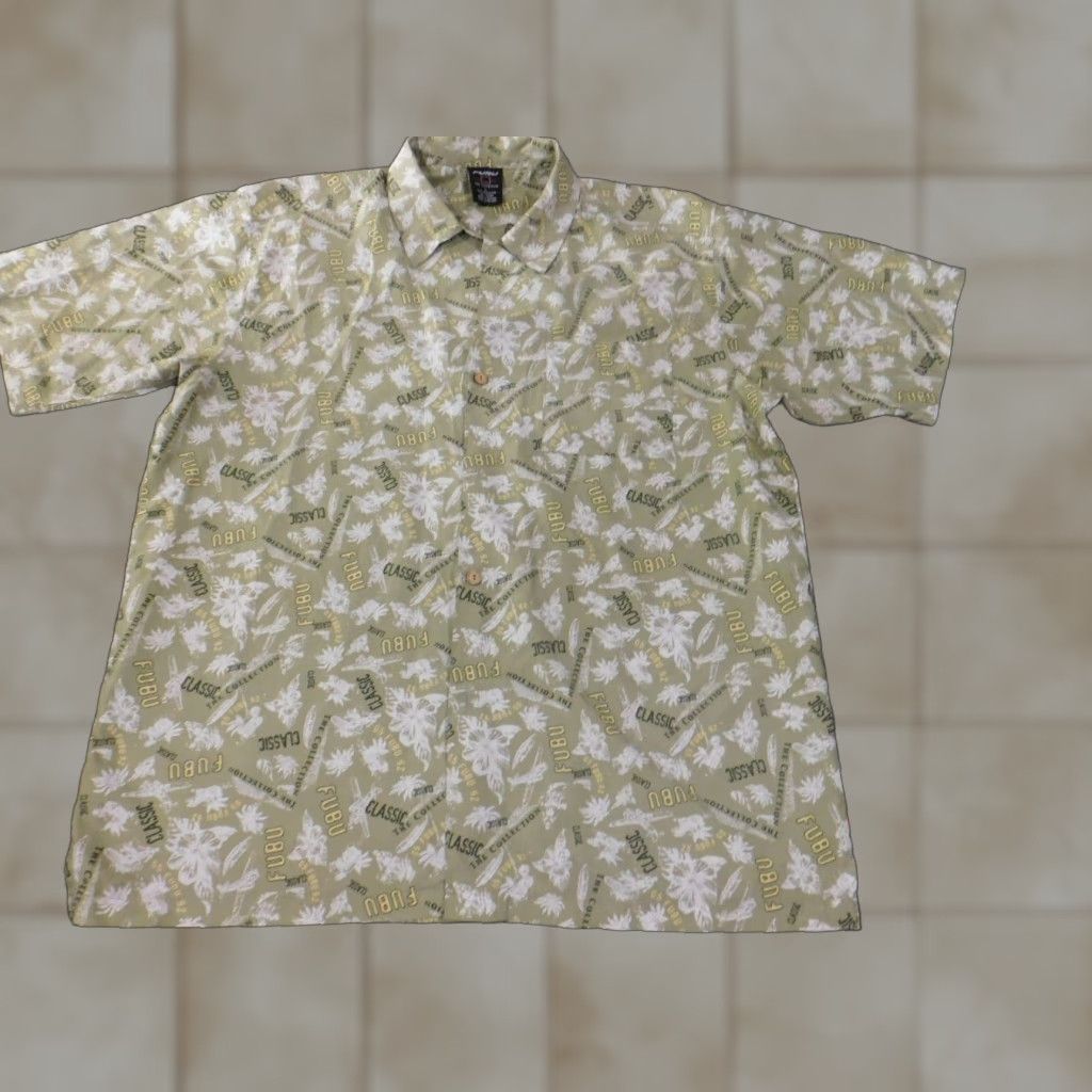 Fubu FUBU Shirt Button-Up Floral Green 90s Mens L Size US L / EU 52-54 / 3 - 1 Thumbnail