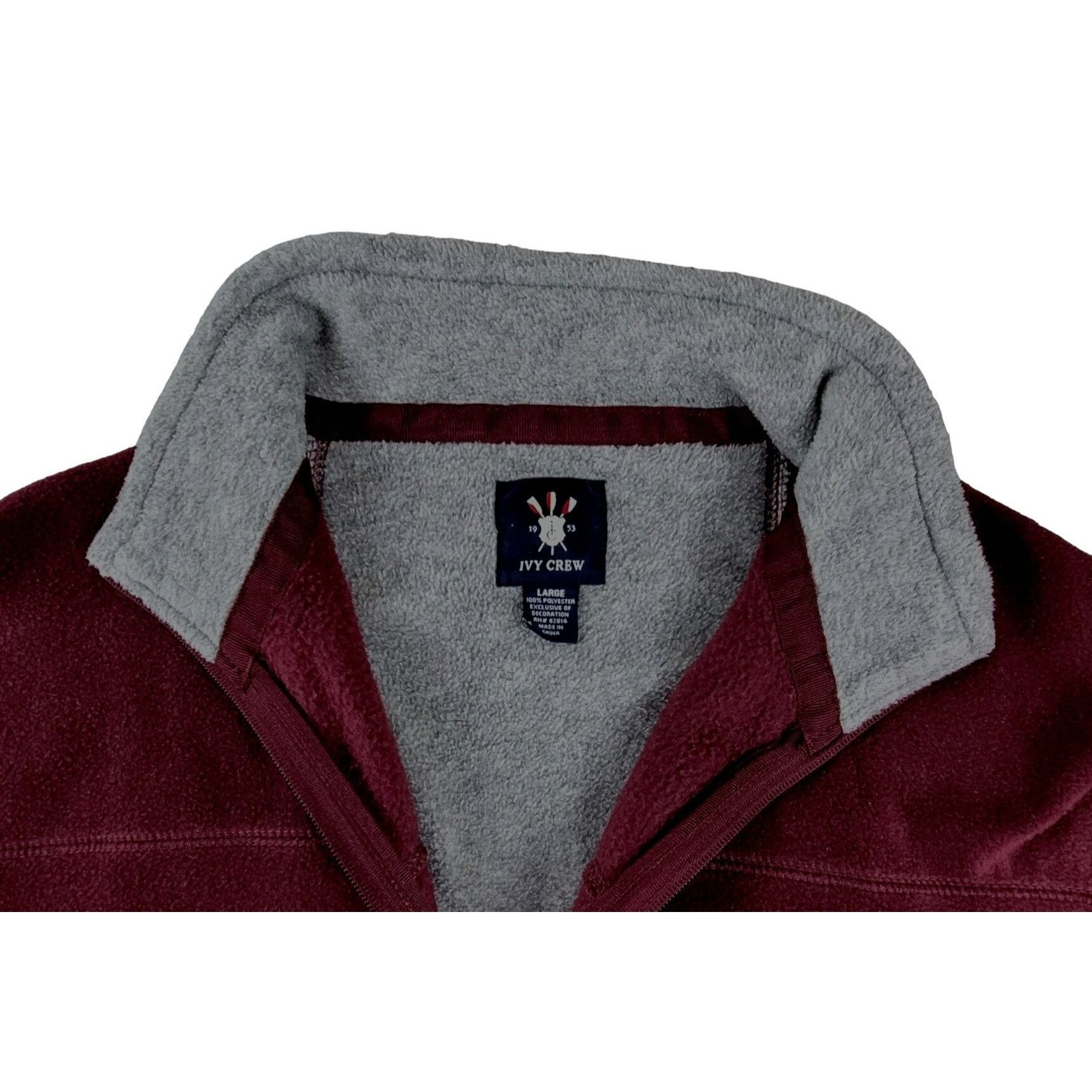 Ivy Crew Ivy Crew Mens Fleece Jacket Full- Zip Hooded Burgundy Gray S Size US L / EU 52-54 / 3 - 4 Thumbnail