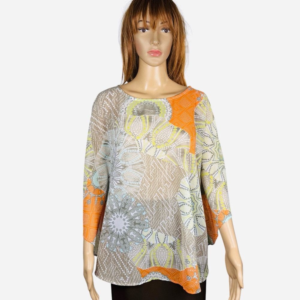 Chicos New Chico's Floral Multi-Print Chiffon Poncho Blouse Size S Size M / US 6-8 / IT 42-44 - 1 Thumbnail