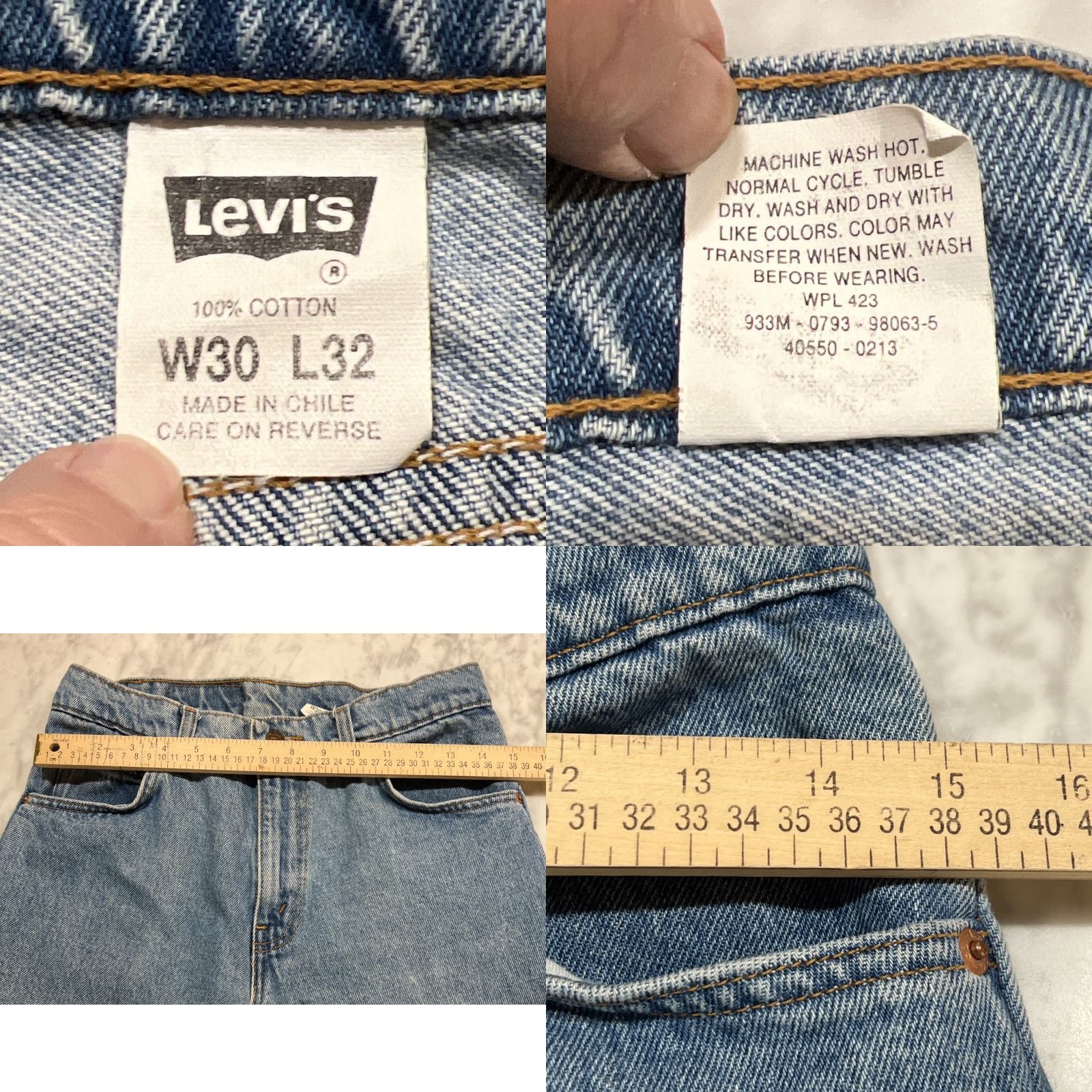 Levi's VINTAGE Levi’s 550 Jeans Men W30 L32 Orange Tab Cotton Made Chile Even Fade 1990s Grunge Mens Size US 30 / EU 46 - 8 Thumbnail