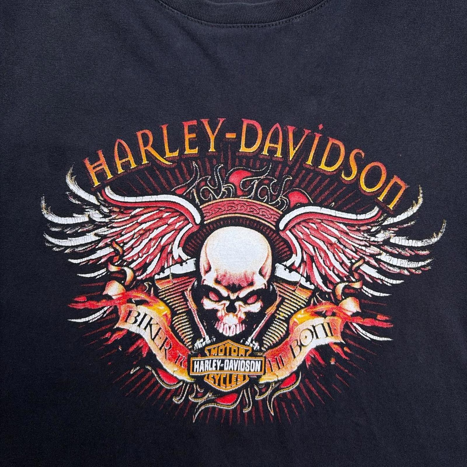 Harley Davidson Vintage Harley Davidson Grunge Skull Flames Faded T-Shirt Size US M / EU 48-50 / 2 - 7 Thumbnail