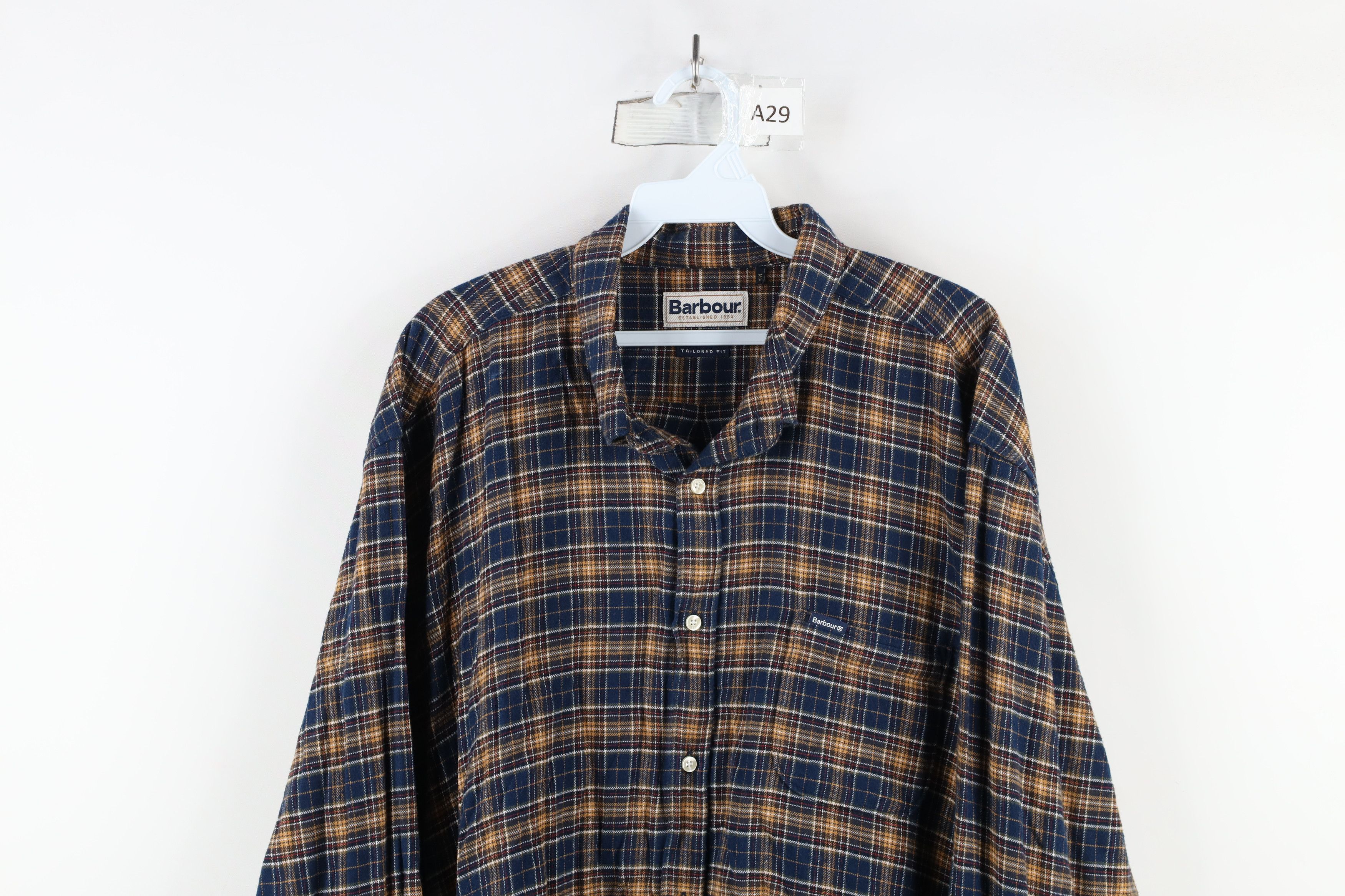 Barbour × Vintage Vintage Barbour Fit Collared Flannel Button Down Shirt Size US XXL / EU 58 / 5 - 2 Thumbnail