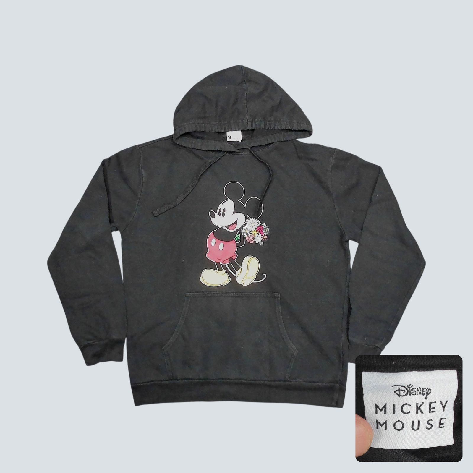 Disney Disney Y2K Faded Black Mickey Mouse Embroidered Hoodie Size L / US 10 / IT 46 - 1 Thumbnail