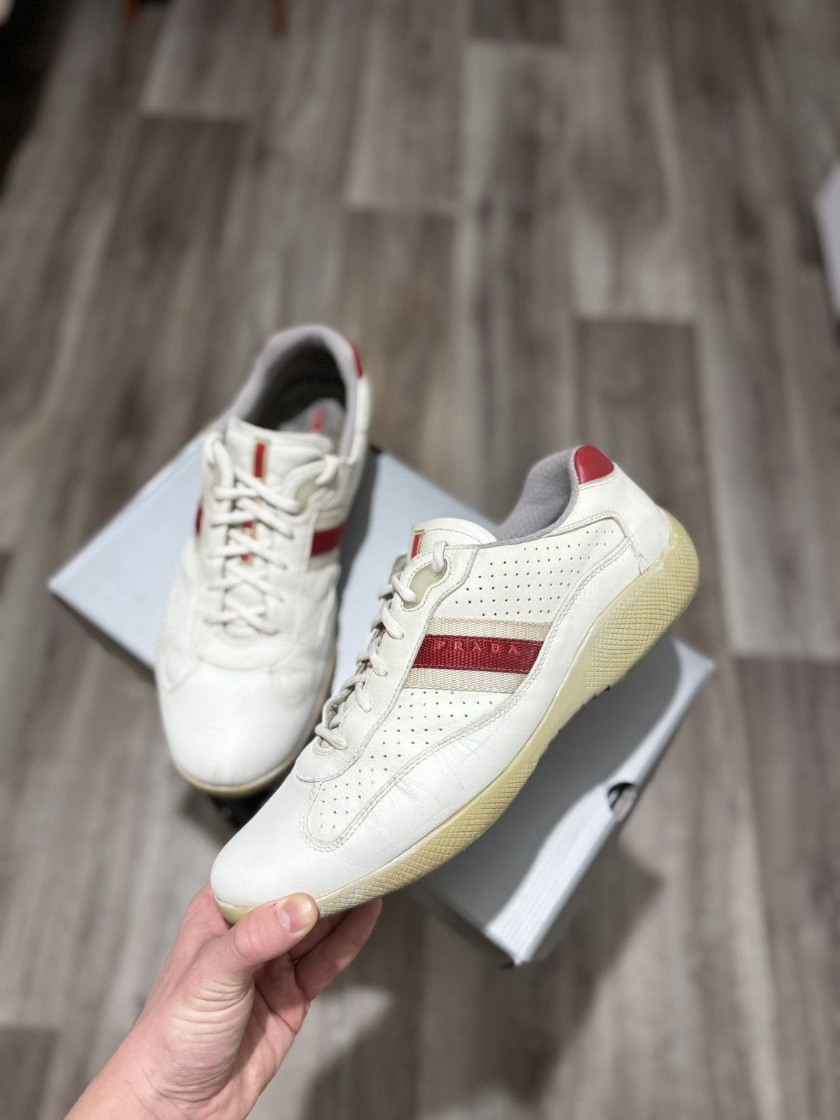 Prada PRADA AMERICAS CUP LEATHER SNEAKERS MEN’S SHOES WHITE 4E1298 Size US 9 / EU 42 - 6 Thumbnail