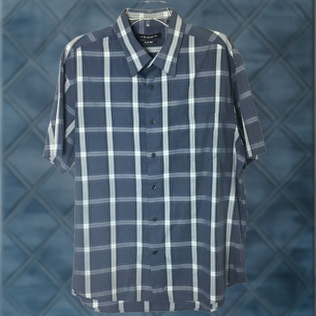 Vintage Axist Slim Fit Shirt Mens XXL Blue Check Short Sleeve Button-Up Size US XXL / EU 58 / 5 - 1 Thumbnail