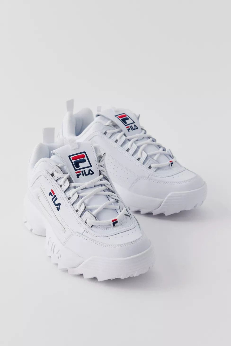 image of Fila Disruptor Low 2 Premium Shoes in White/Navy/Red, Women's (Size 7)