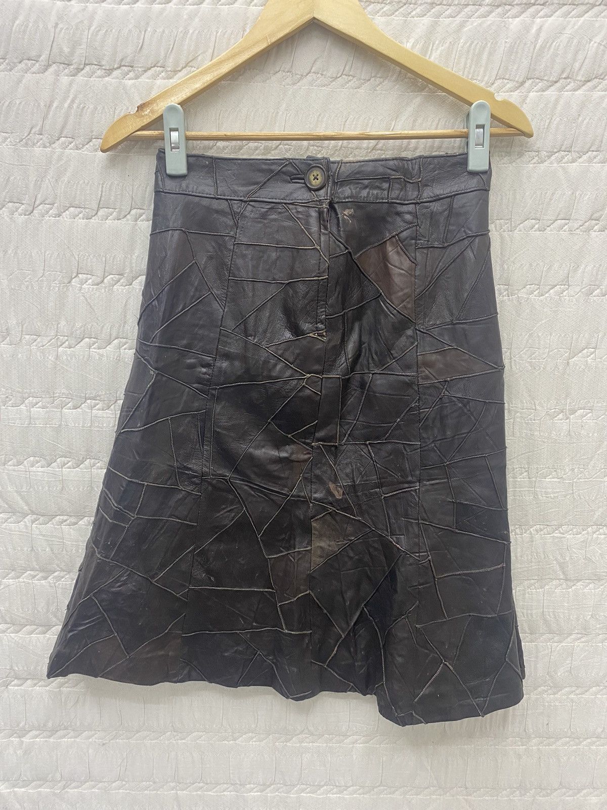 image of Beauty Beast x Genuine Leather (O) Femme Agile Patchwork Leather Skirt, Women's (Size 26)
