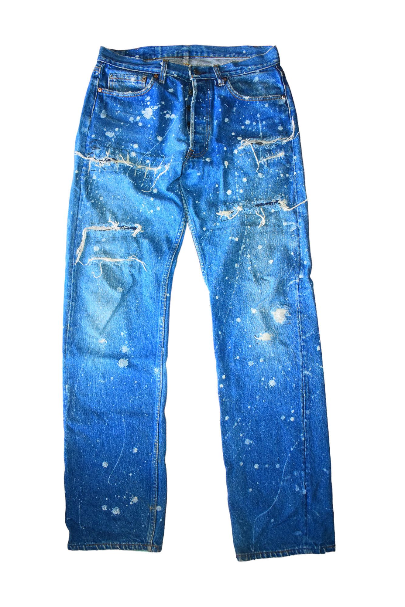 Levi's Very Rare Vintage 80's Levis 501 Distress Patchwork Jeans Size US 32 / EU 48 - 1 Thumbnail