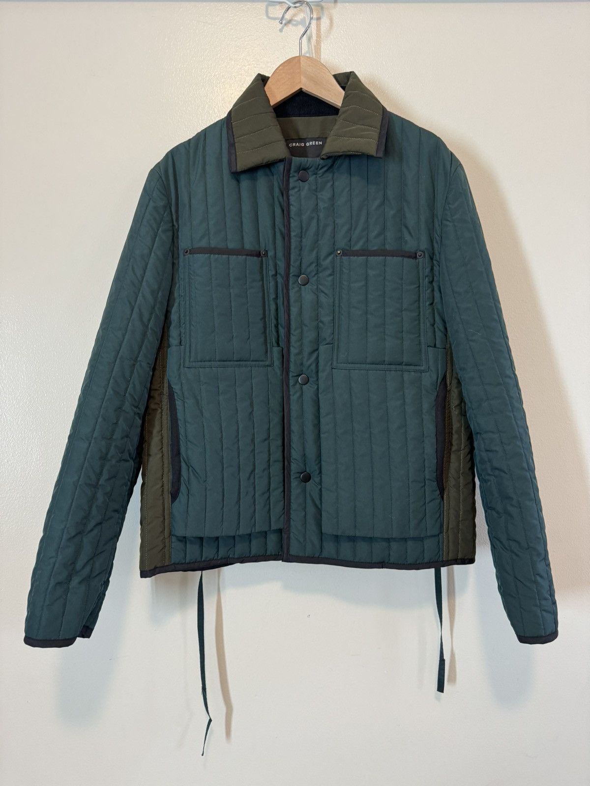 image of Craig Green : Quilted Padded Worker Jacket In Green And Olive, Men's (Size XS)