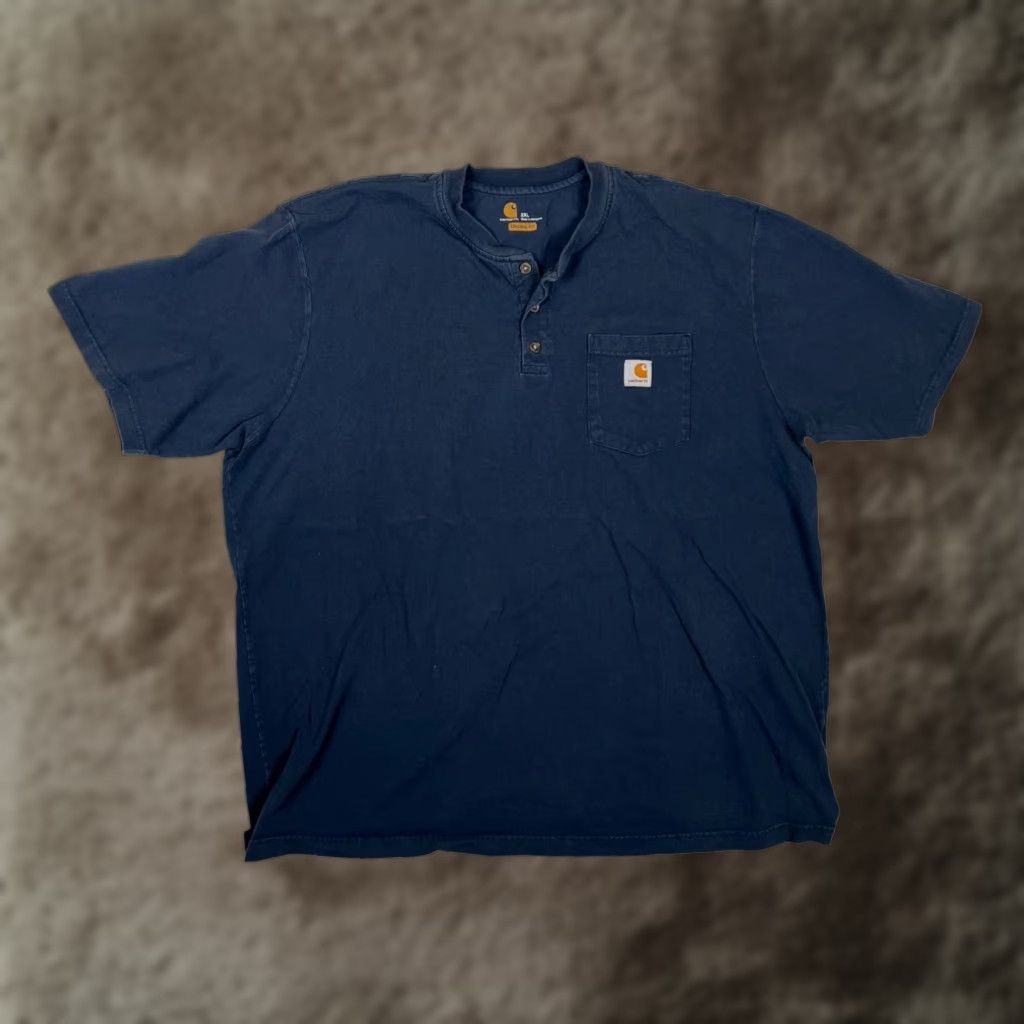 Carhartt Carhartt T-Shirt Men Pocket Henley 2XL Green Sun Faded Grunge K87 Regular Short Sleeve, Cotton, Knit, Pockets, 2020s, Men Size US L / EU 52-54 / 3 - 1 Thumbnail