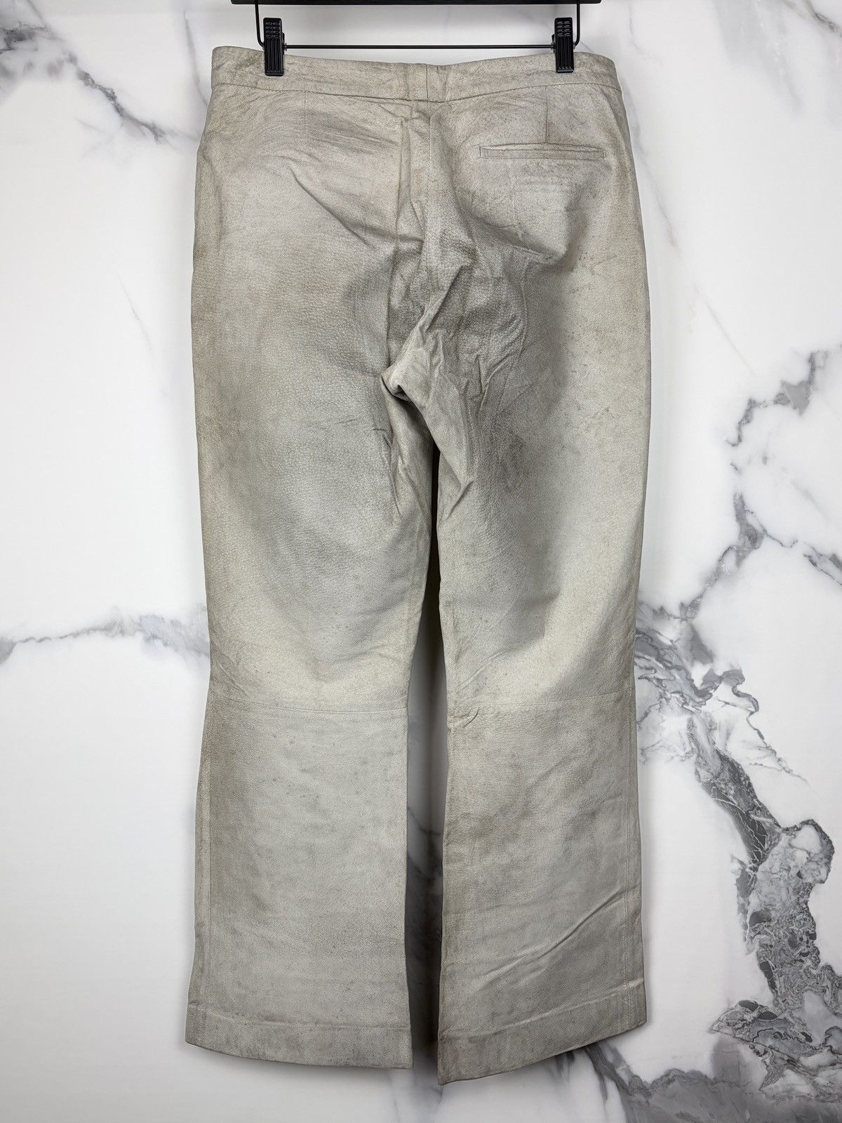Gucci Gucci Tom Ford Dirty White Flared Leather Pants Thrashed Size US 32 / EU 48 - 3 Thumbnail
