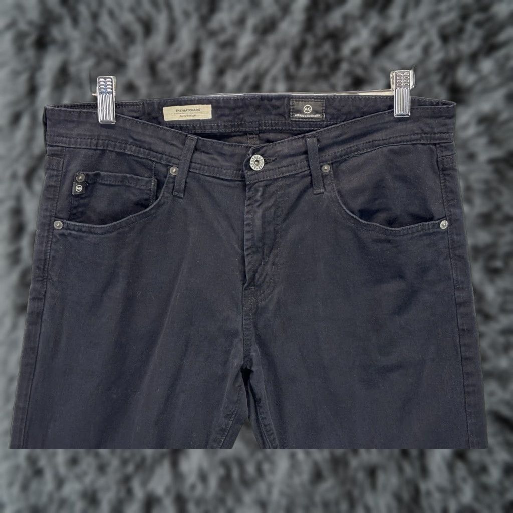 Vintage VINTAGE: AG Adriano Goldschmied The Matchbox Slim Straight Pants Black 33x28 Mens Regular Waist 32 Inseam 28 Gray Straight 33x28 Size US 33 - 1 Thumbnail