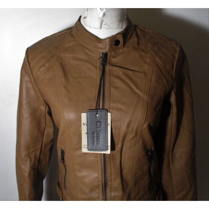 Vintage Women's CI SONO by Cavalini Brown Full Zip Faux Leather Jacket ...