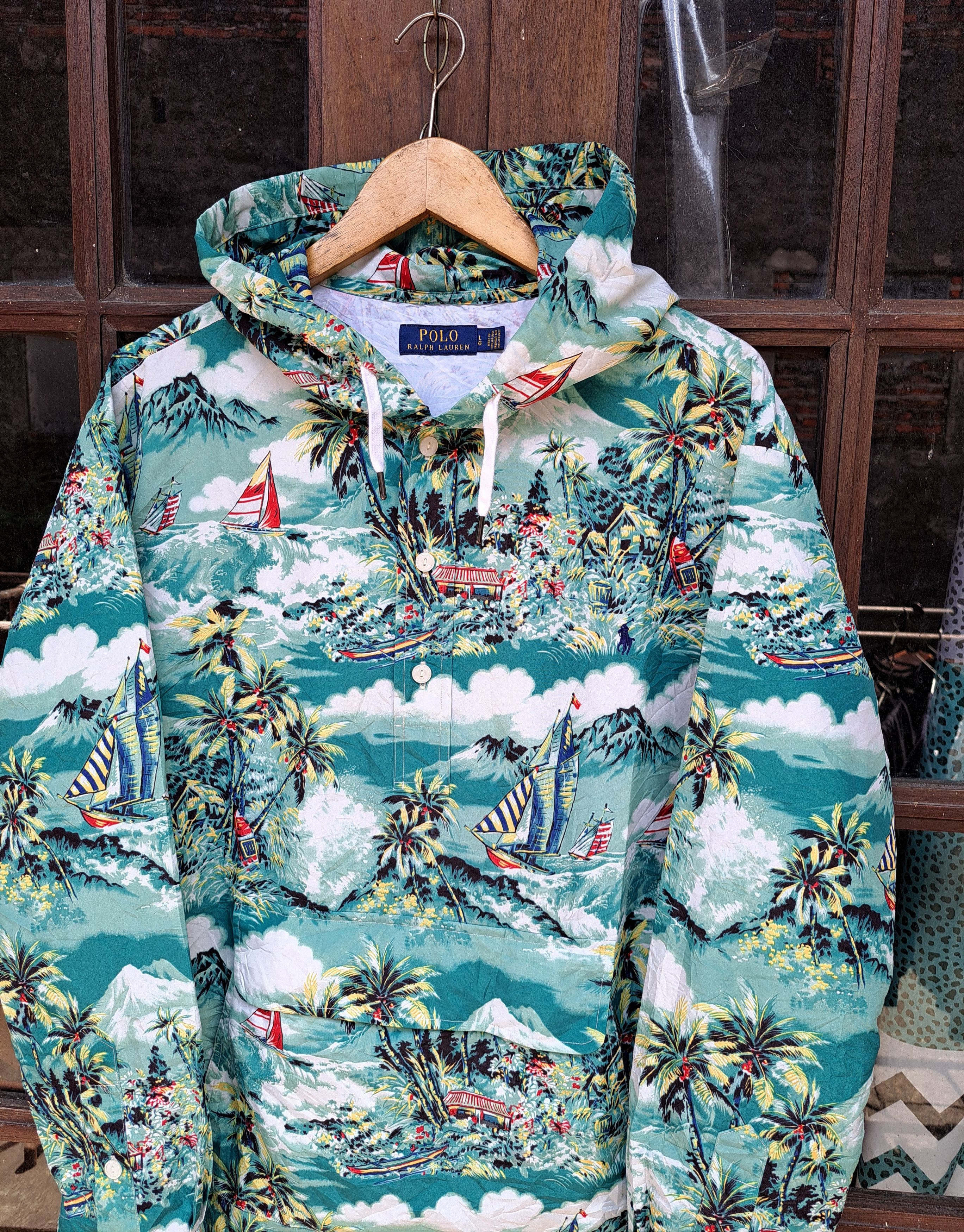 Polo Ralph Lauren Polo Ralph Lauren Sailing Anorak Light Jacket Hawaiian Sz L Size US L / EU 52-54 / 3 - 2 Thumbnail