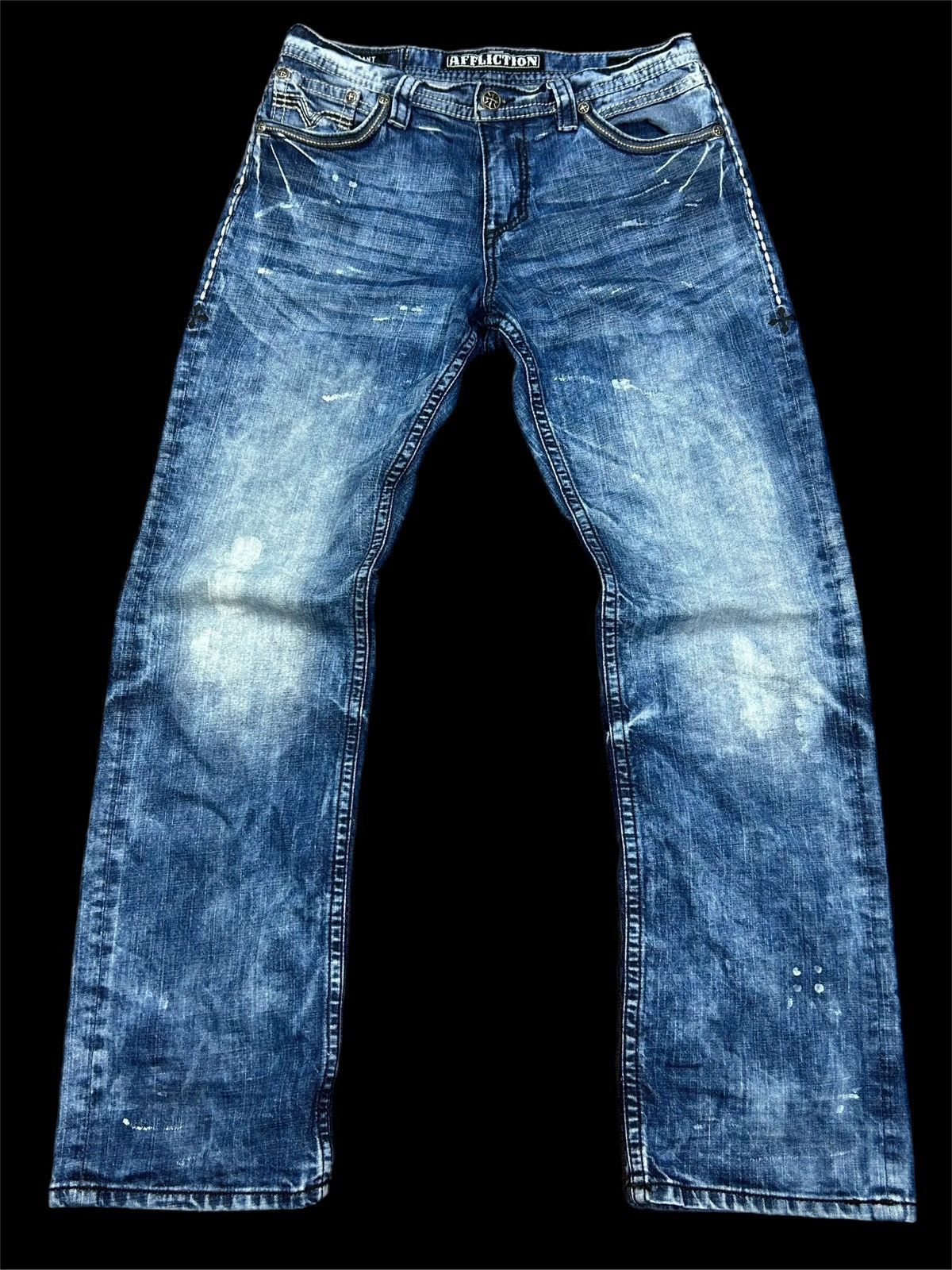 Affliction Affliction Denim Bootcut Acidwash Embroidered Jeans Size US 31 - 1 Thumbnail