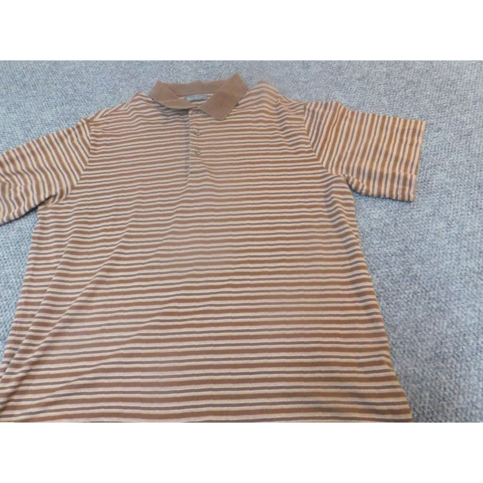 Vintage Daniel Cremieux Mens Polo Shirt XL Brown Striped Signature Collection Shirt Regular Short Sleeve Button-Down Collared Golf USA Palm Flag Theme Mens Size US XL / EU 56 / 4 - 3 Thumbnail