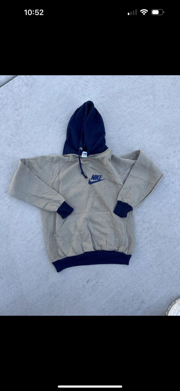 Nike × Vintage Vintage 70s 80 Beige Blue Nike Sweater Chest Swoosh Blue Tag Size US M / EU 48-50 / 2 - 1 Thumbnail