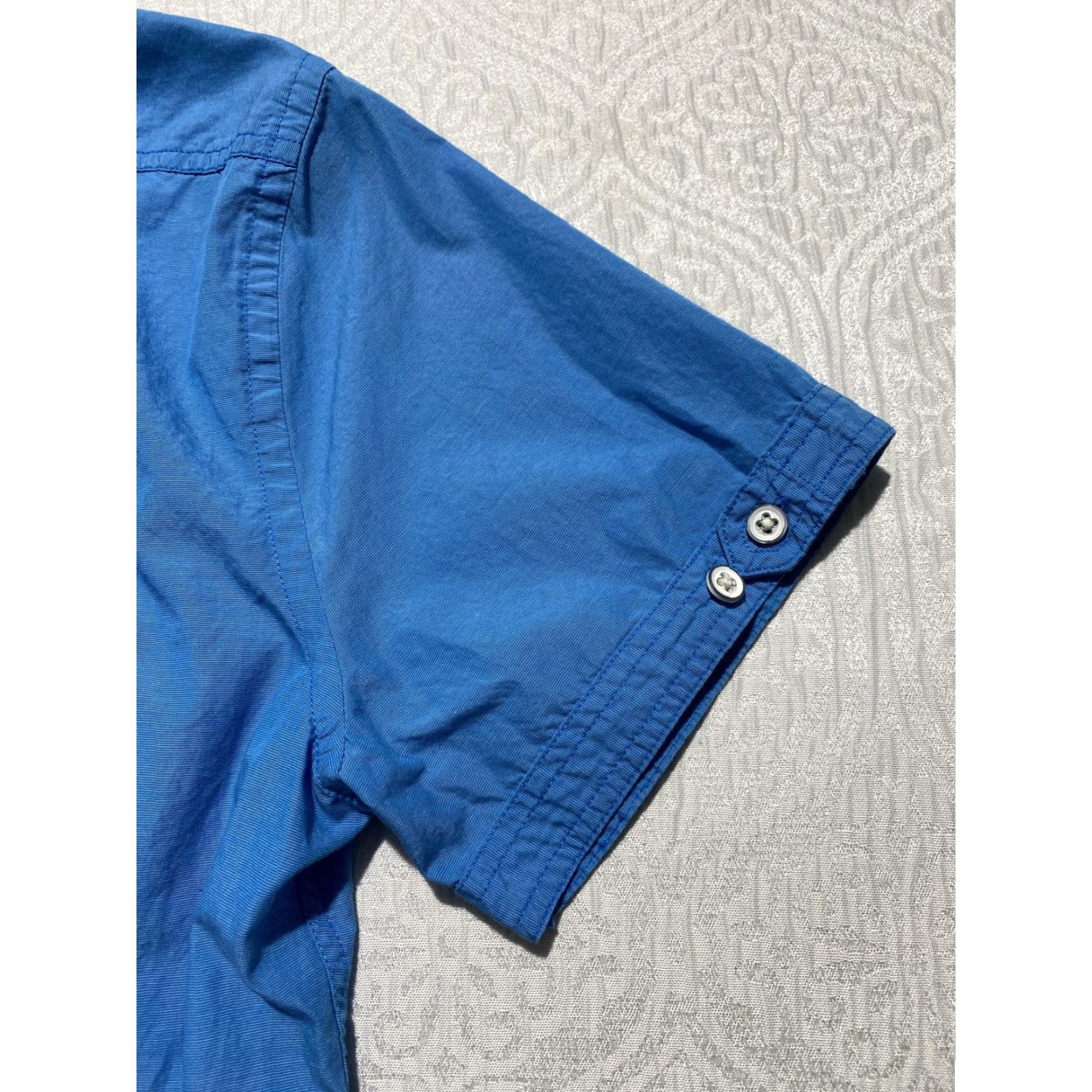 Express Express Shirt Mens Medium Blue Fitted Short Sleeve Button Front Cotton Casual Size US M / EU 48-50 / 2 - 4 Thumbnail