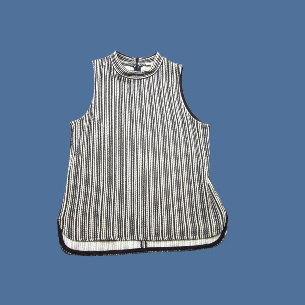 Madewell Madewell Womens XS Black White Sleeveless Mock Neck Zip Back Top Size XS / US 0-2 / IT 36-38 - 1 Thumbnail