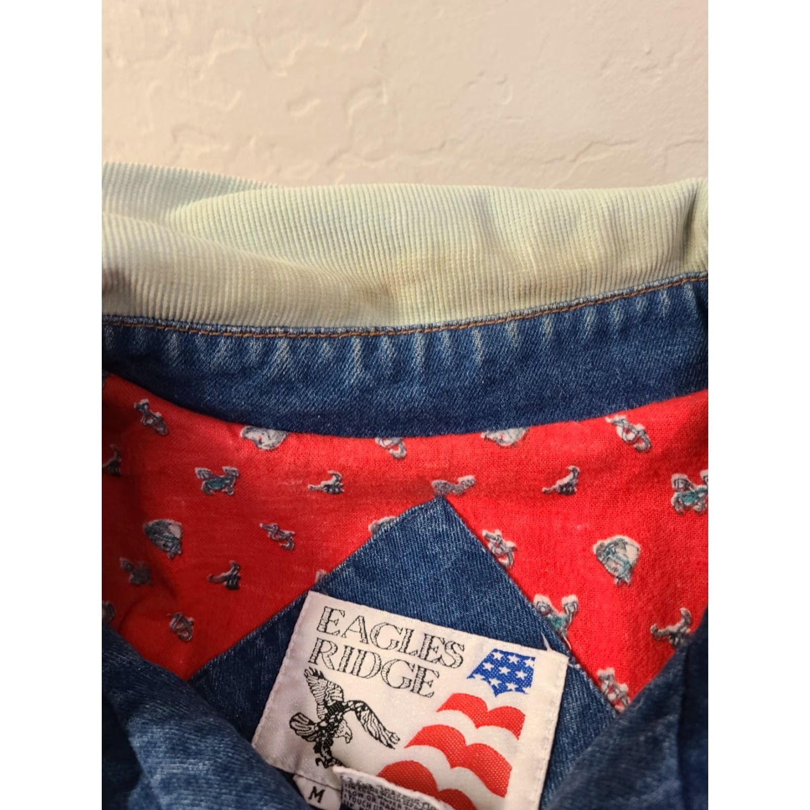 Native VINTAGE Eagles Ridge Denim Blue Jean Jacket Coat M Adults Blue 80s 90s Western Bohemian Cowboy Southwestern Lined Cotton Jacket Mens Size US 31 - 4 Thumbnail